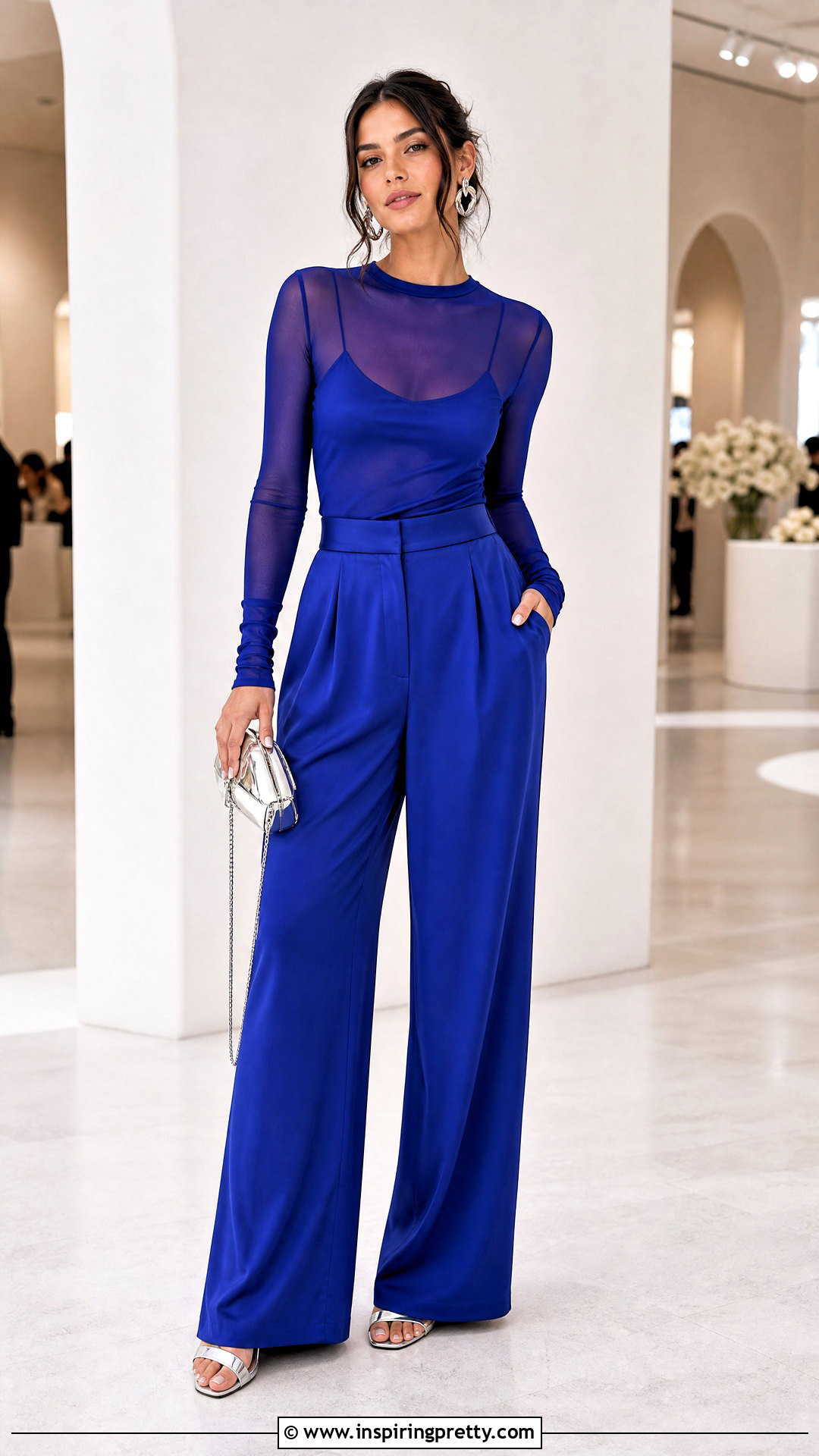 Blue Mesh Top With Matching Blue Pants - 20 Blue Mesh Top Long Sleeve outfits