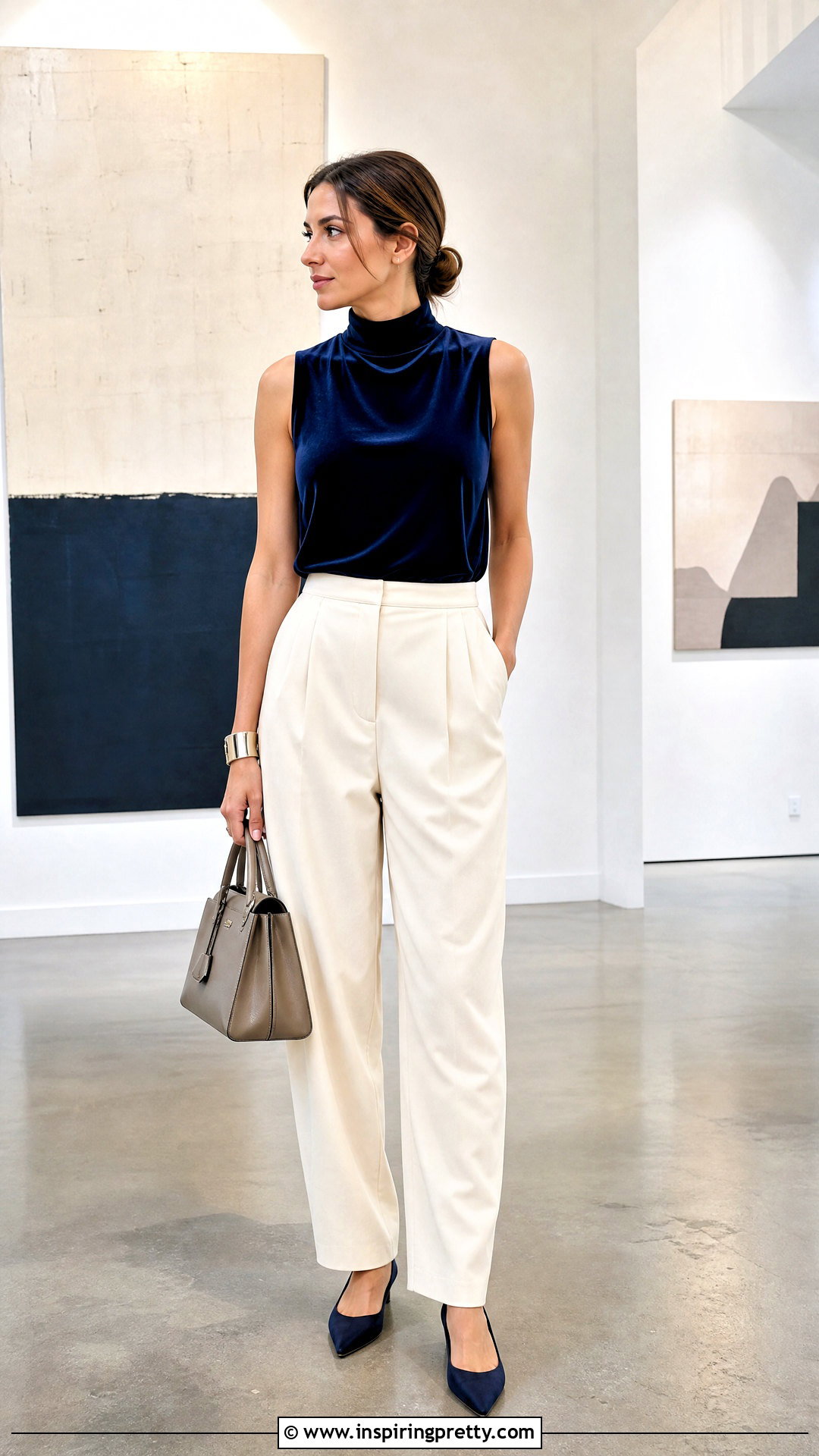 Blue Mock Neck Velvet Top Outfit - 20 velvet tops for ladies