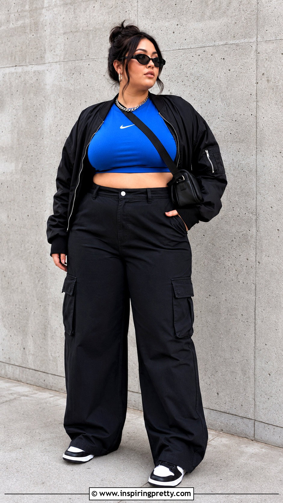 Blue Nike Crop Top With Black Cargo Pants - 20 Blue Nike Crop Top outfit ideas
