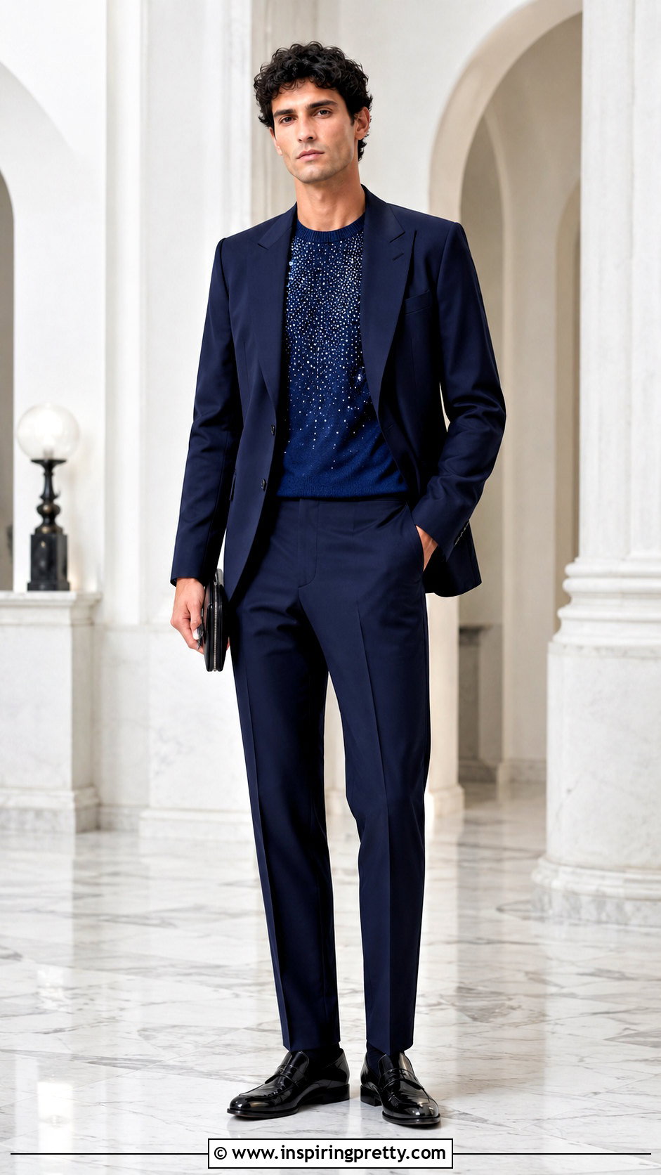 Blue Rhinestone Top With Navy Suit - 20 Mens Sparkly Tops