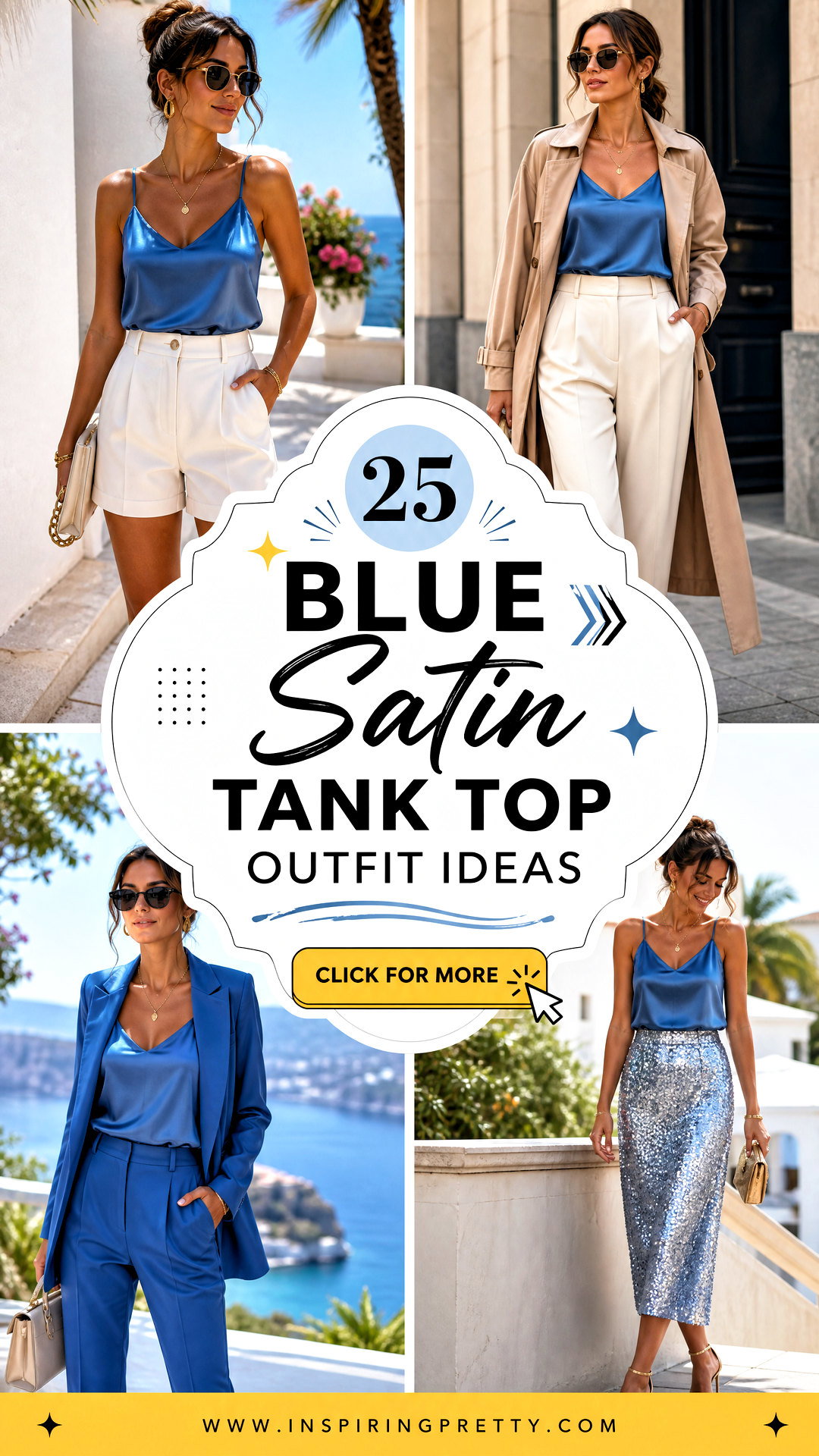 25 Blue Satin Tank Top Outfit Ideas for Polished Summer Looks - 25 Blue Satin Tank Top Outfit Ideas for Polished Summer Looks
