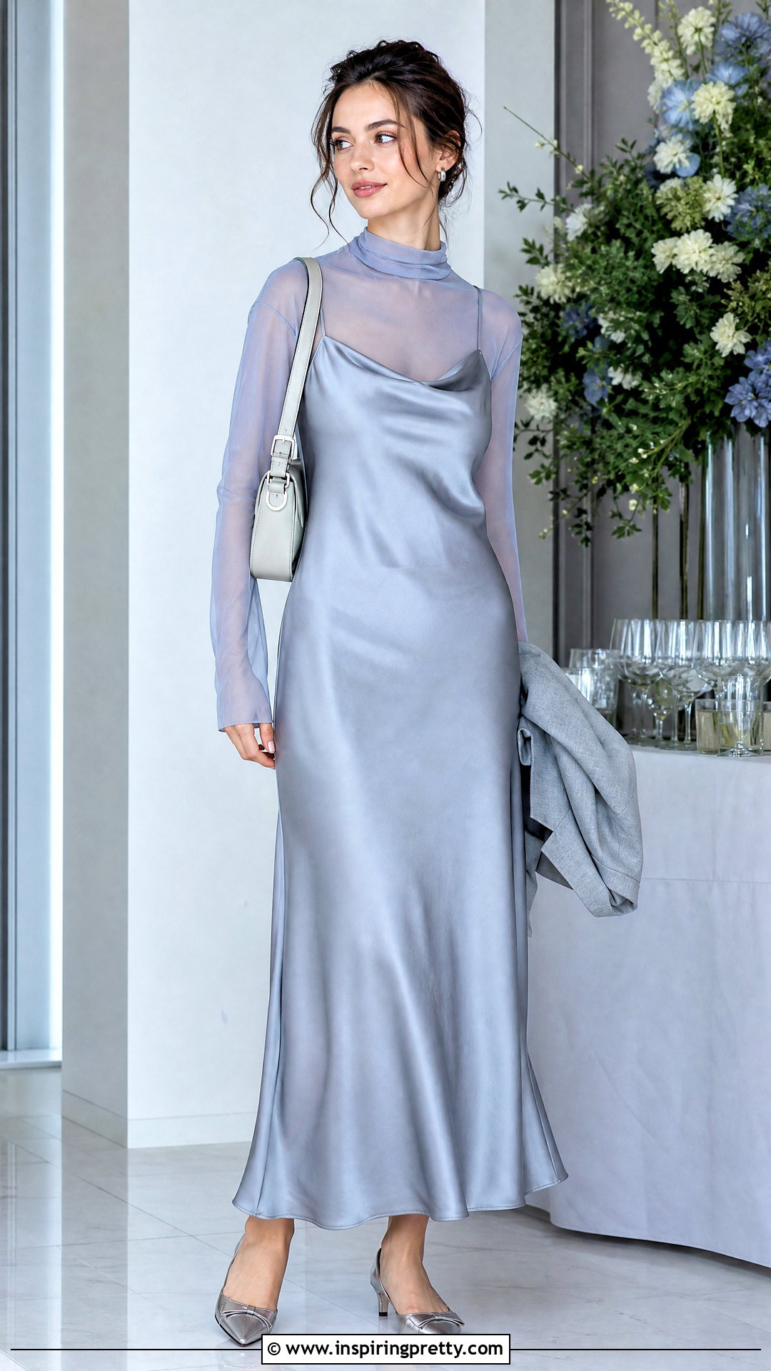 Blue Sheer Top Under Silver Slip Dress - 20 Sheer Top Under Slip Dress outfit ideas