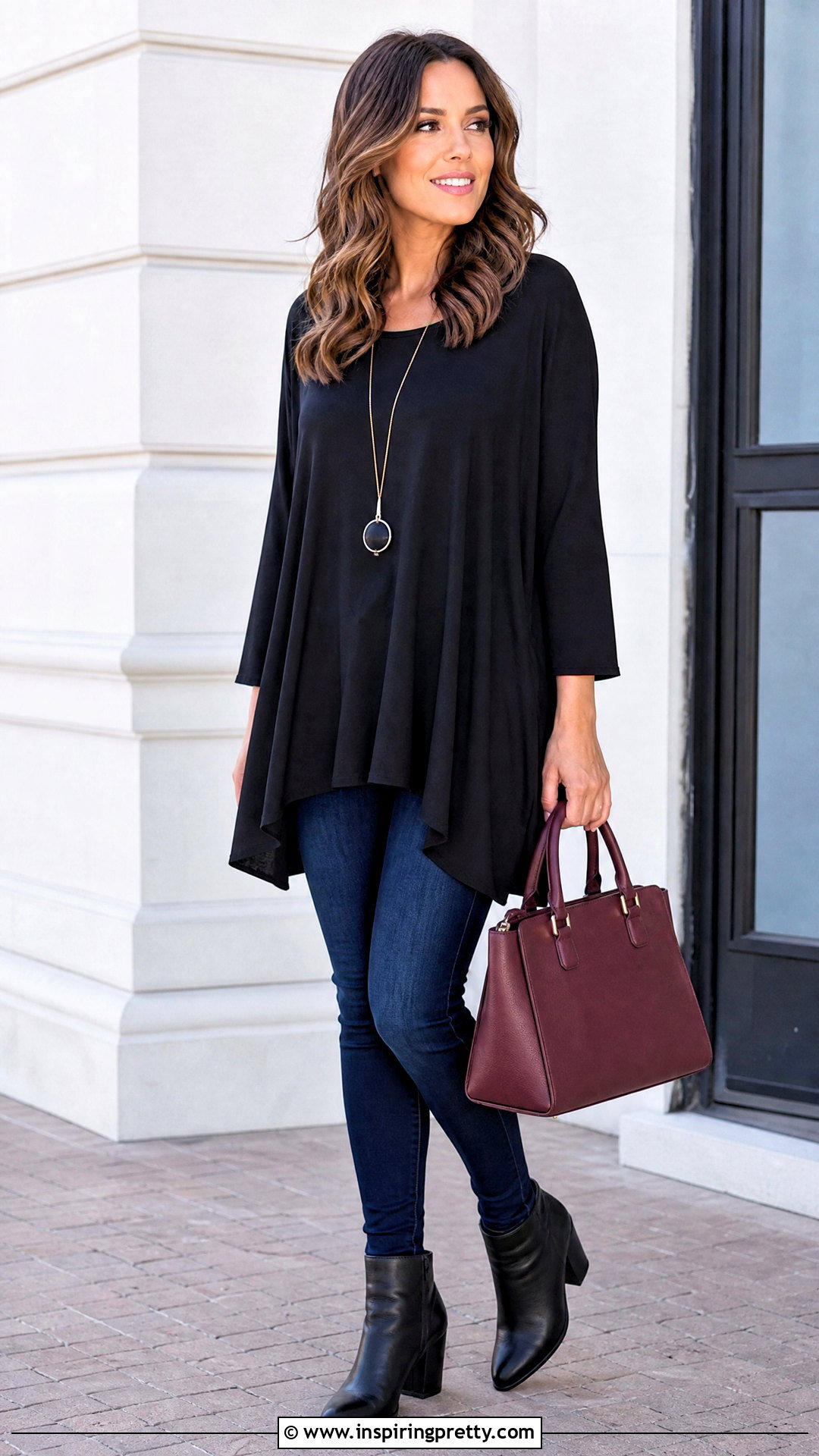Blue Skinny Jeans And Black Tunic Top Outfit - 50 blue jeans and black top outfit ideas