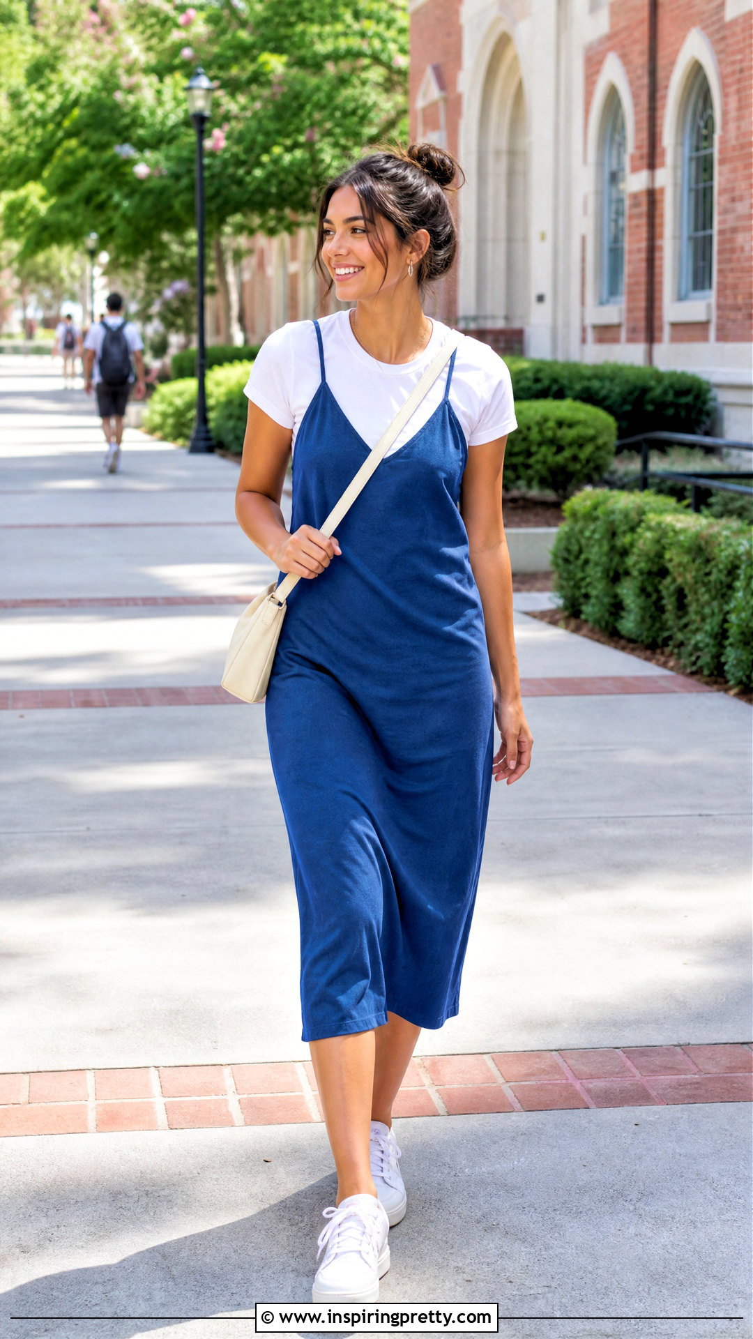 Blue Tank Dress Over White T Shirt - 25 blue tank top dress outfit ideas