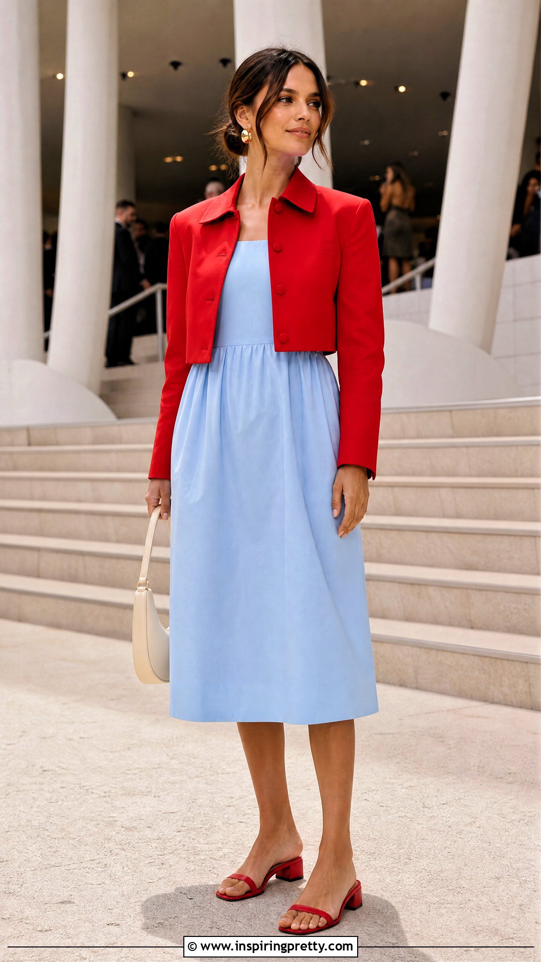 Blue Tank Dress With Red Jacket - 25 blue tank top dress outfit ideas
