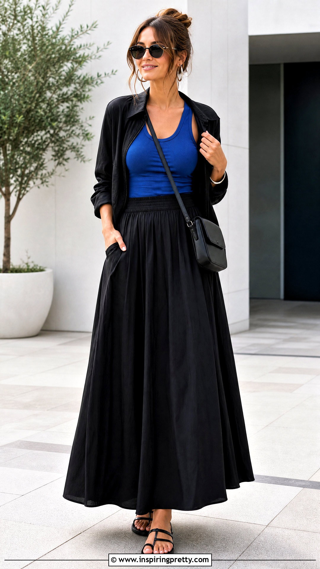 Blue Tank Top With Black Maxi Skirt - 25 Henry Cavill Blue Tank Top outfit ideas