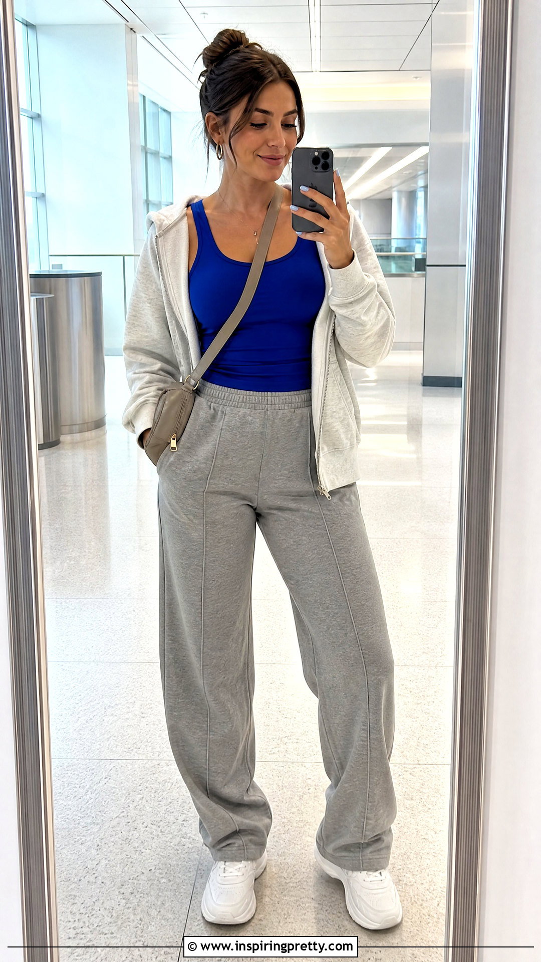Blue Tank Top With Gray Sweatpants - 50 blue tank top outfit ideas