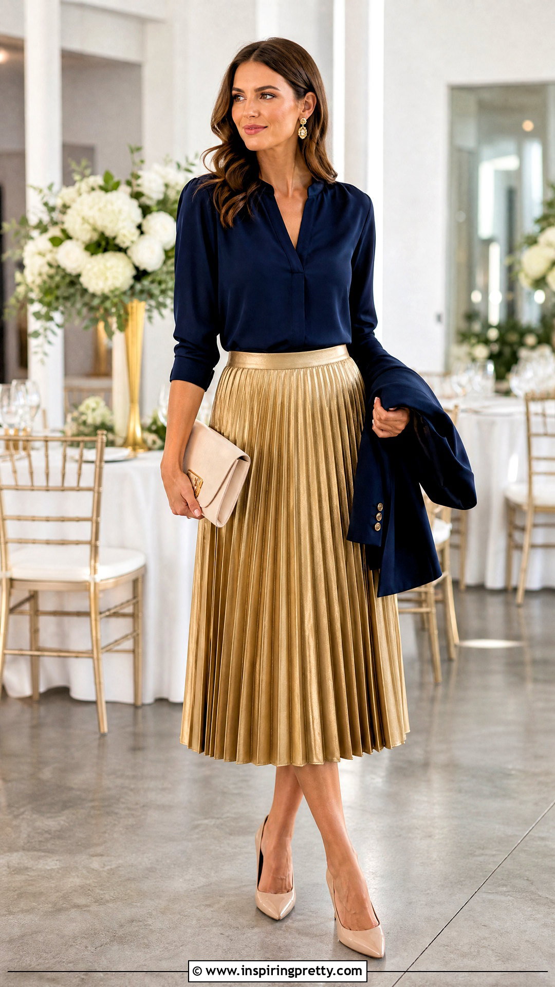 Blue Top With Gold Skirt - What Color Goes With Blue Top (20 Ways)