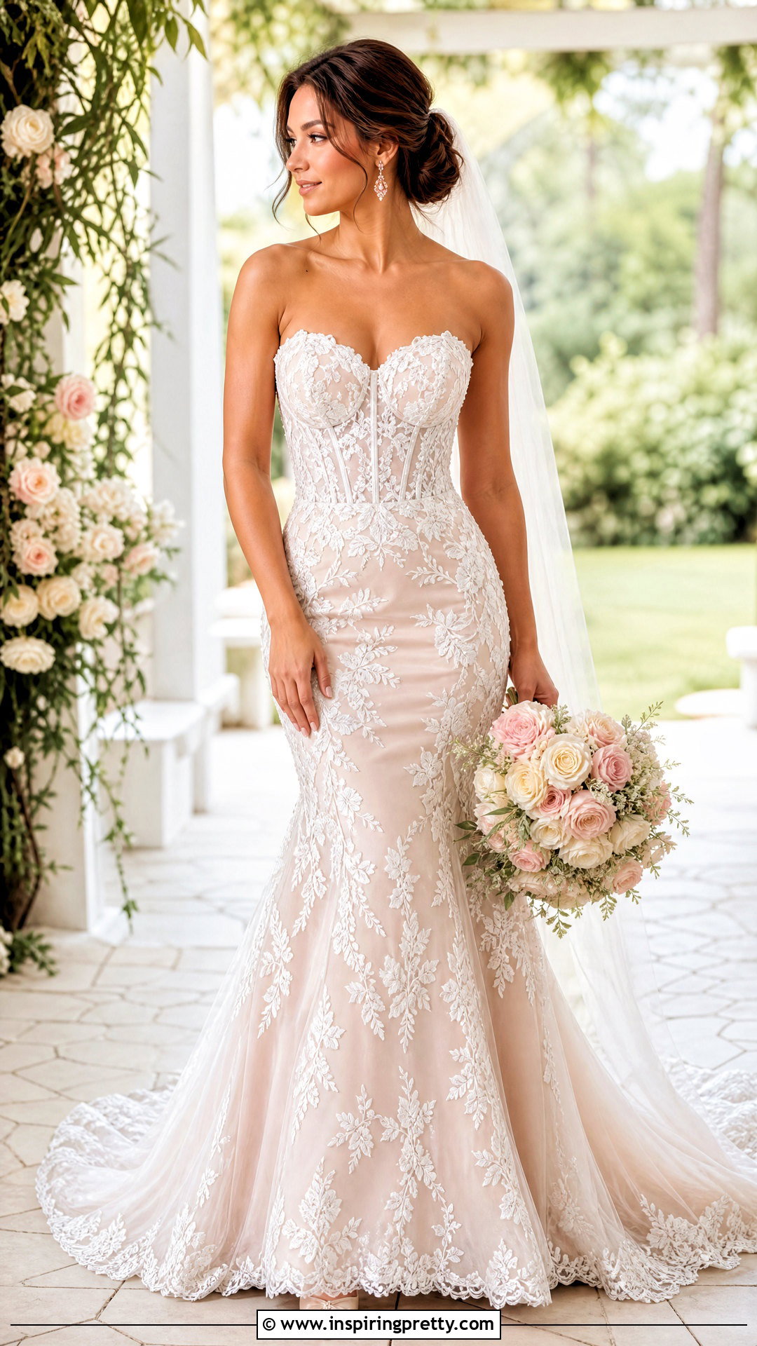 Blush Corset Top Mermaid Wedding Dress - 20 corset top mermaid wedding dress outfit ideas