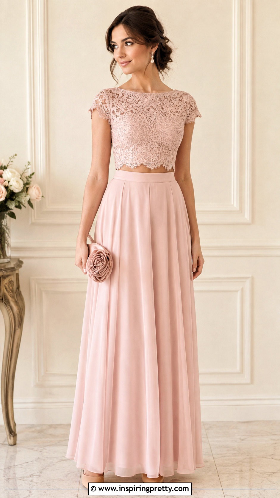 Blush Lace Crop Top Bridesmaid Dress - 25 Crop Top Bridesmaid Dress outfit ideas