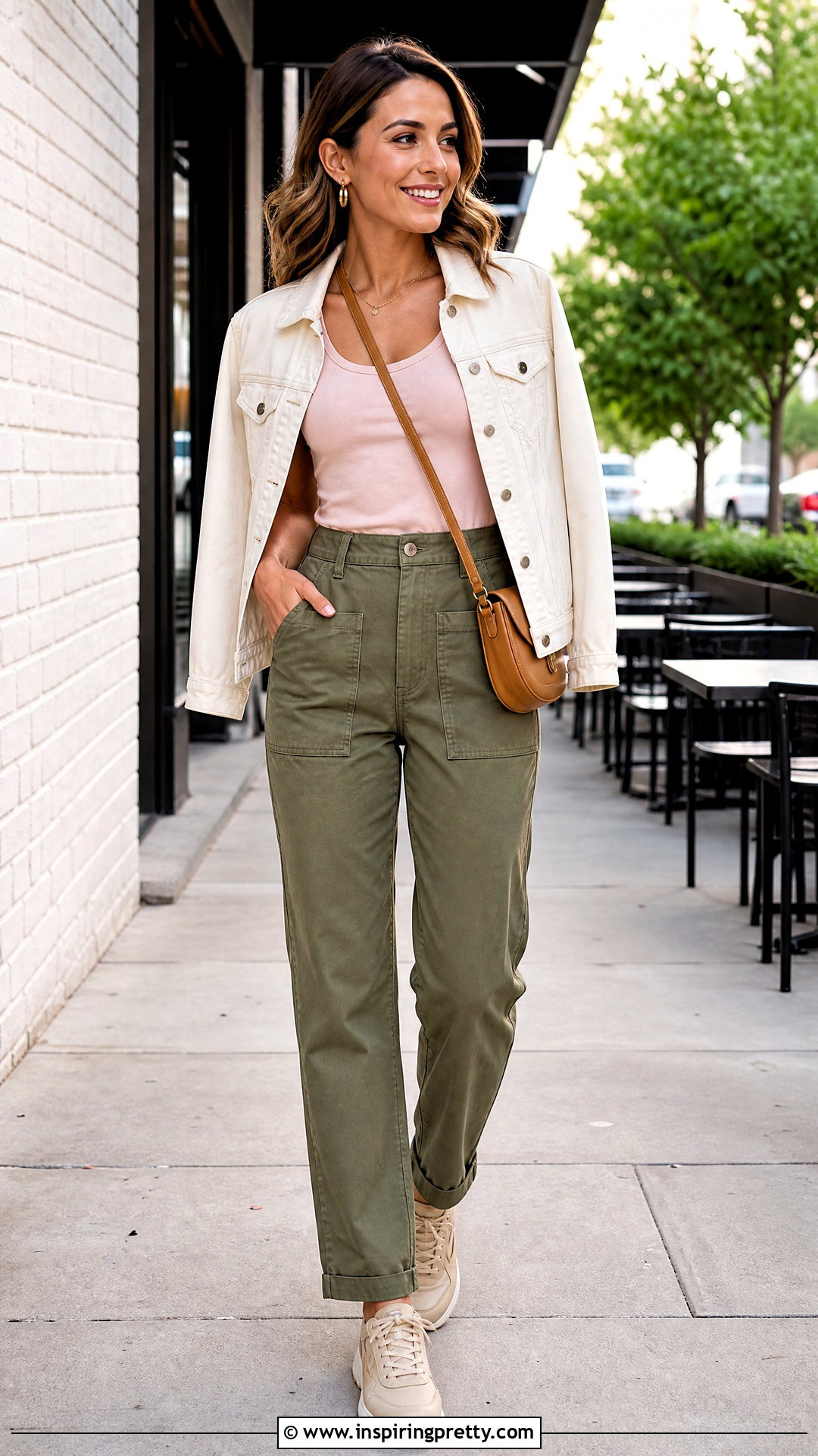 Blush Pink Tank Top With Olive Pants - 20 colorful tank tops on hangers