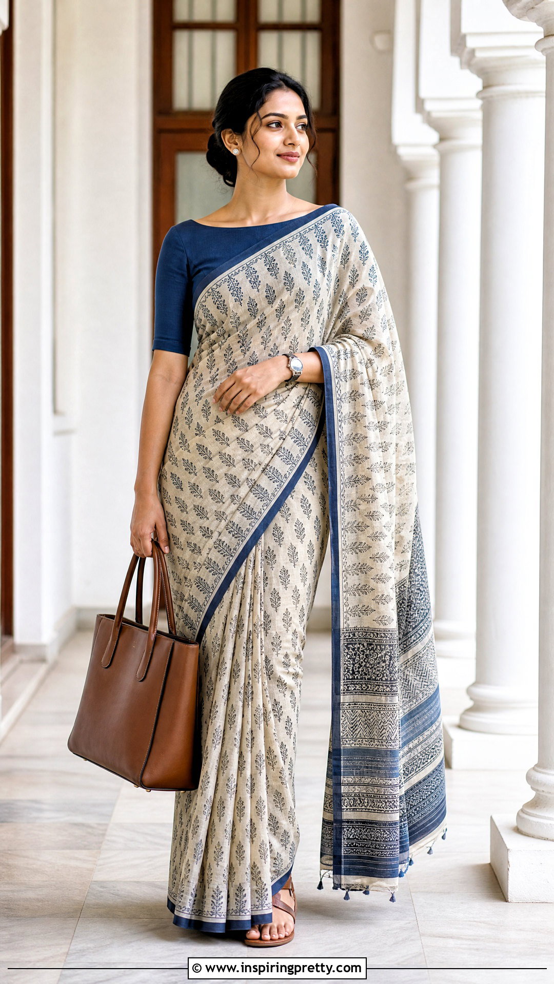 Boat Neck Blouse With Cotton Saree - 50 traditional tops for women