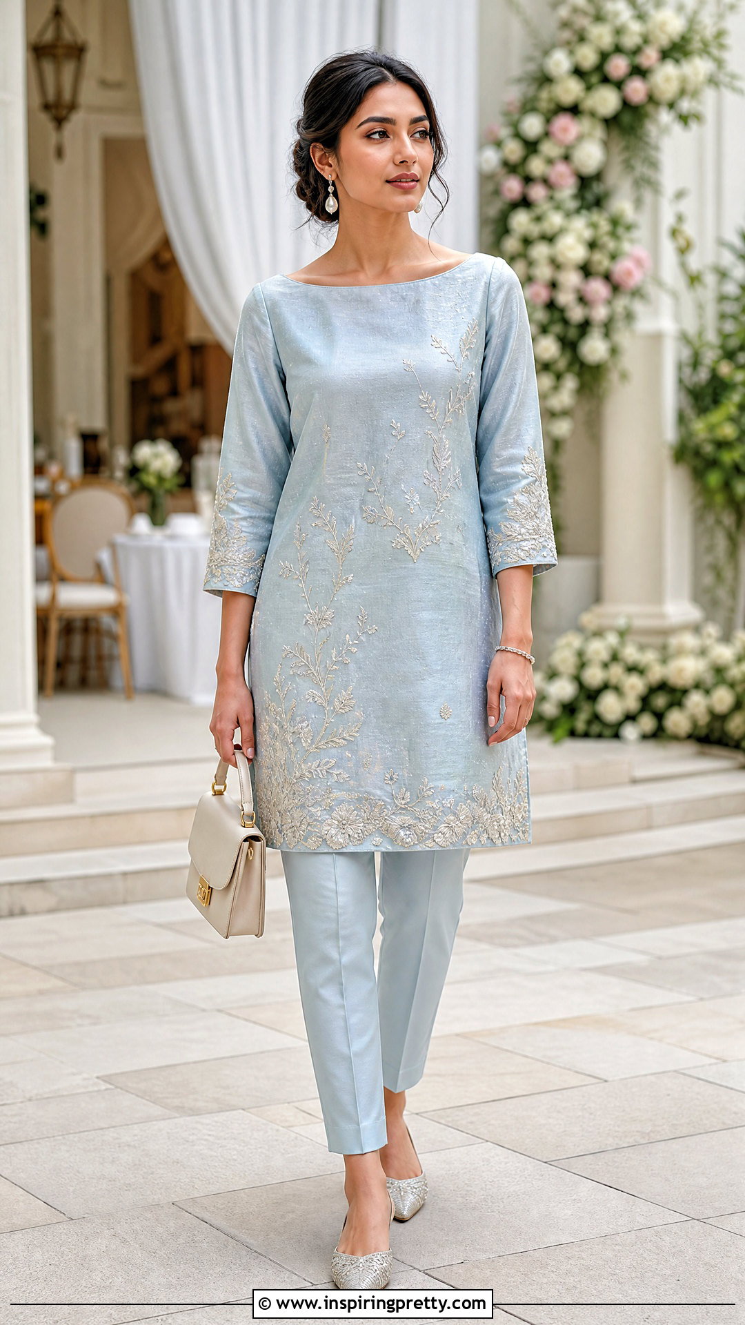 Boat Neck Kurti With Cigarette Pants - 20 kurthi tops neck designs