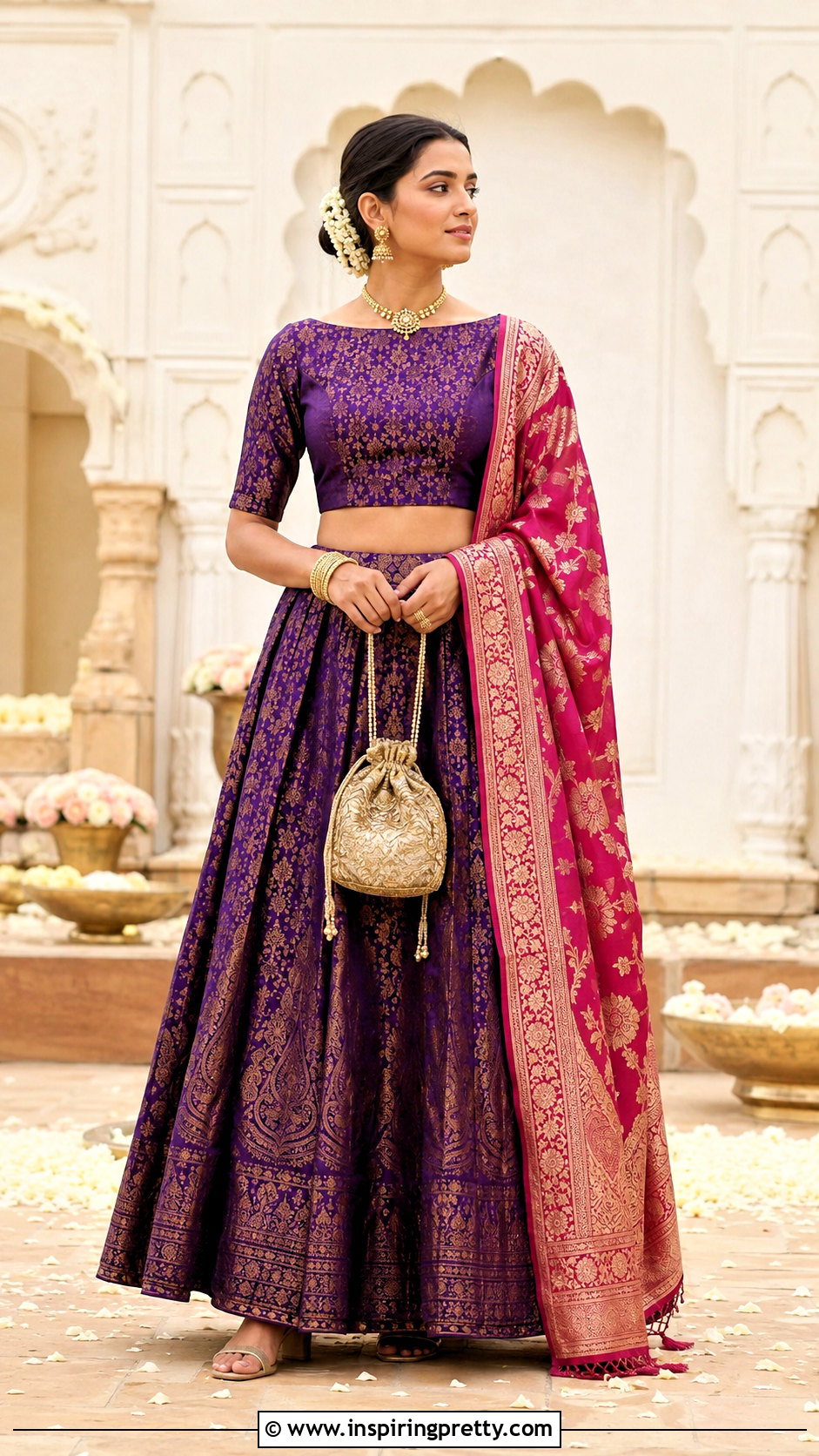 Boat Neck Silk Crop Top Lehenga - 50 Crop Top Designs For Lehenga Ideas