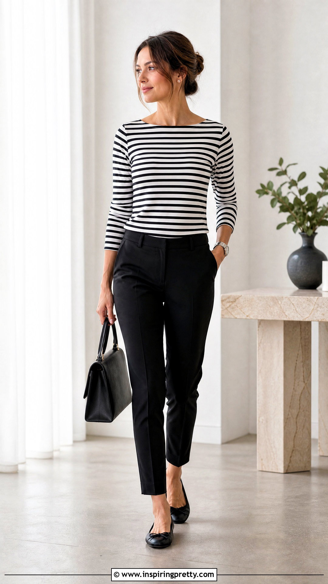 Boat Neck Top And Cigarette Pants Outfit - 50 top for women outfit ideas