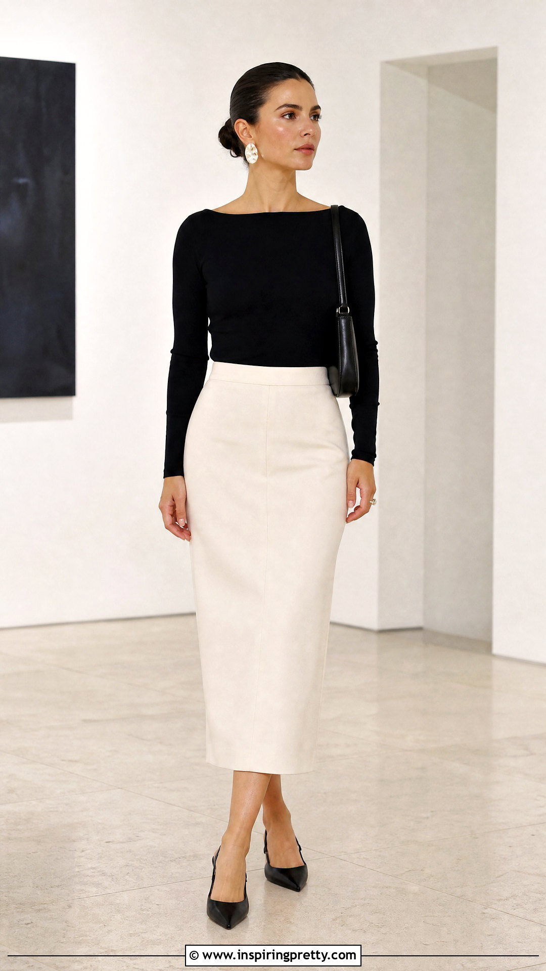 Boat Neck Top With A Column Skirt - 50 fancy tops for women styles