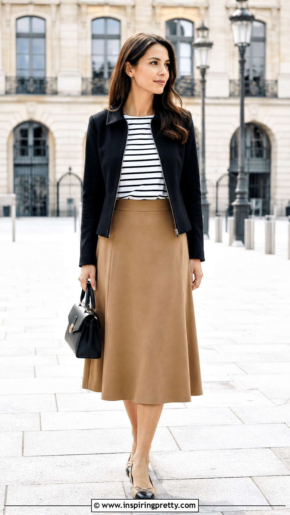 Boat Neck Top With A Line Midi Skirt - 50 tops for skirts ideas
