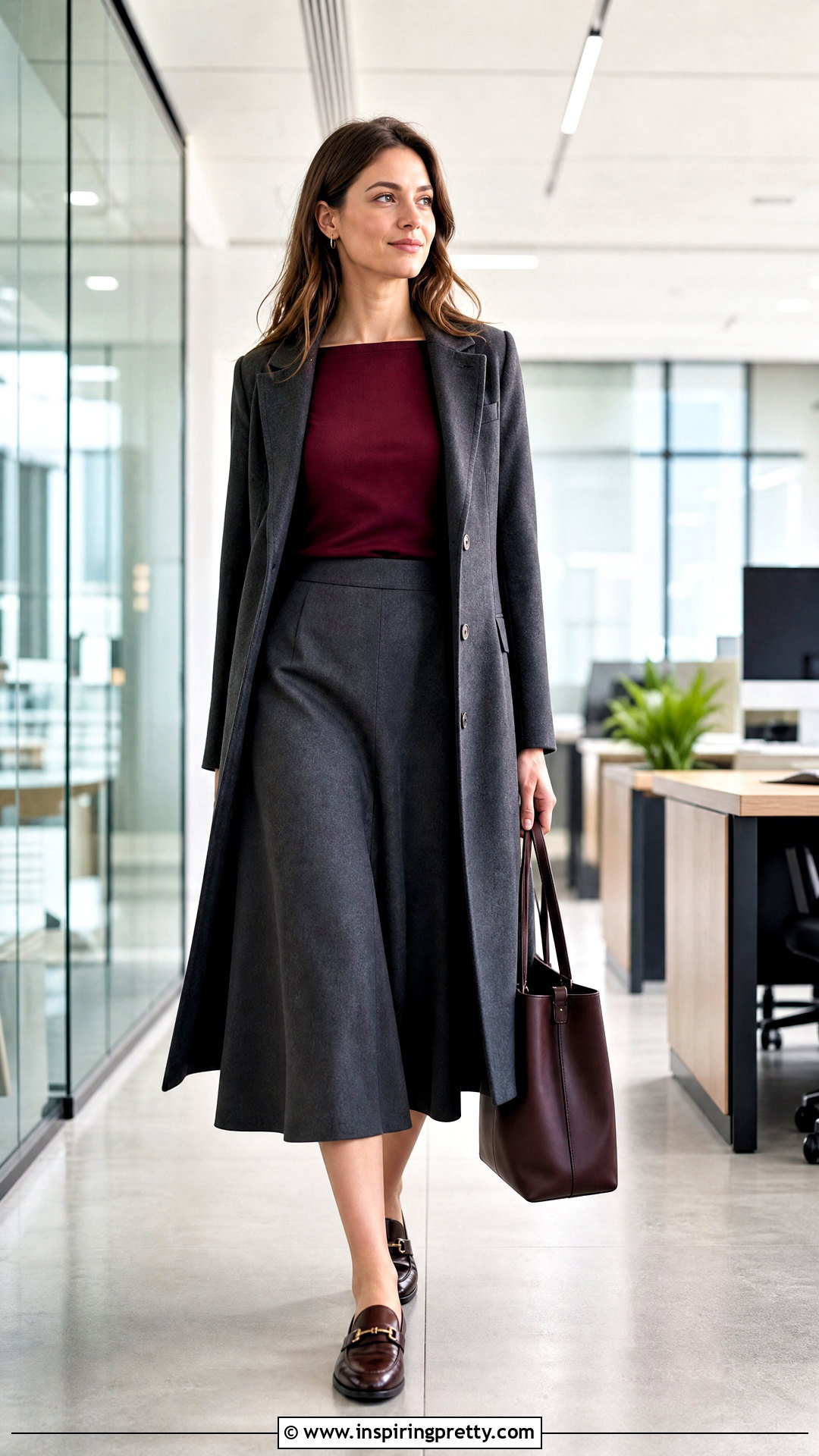 Boat Neck Top With A Line Work Skirt - 50 boat neck top outfits