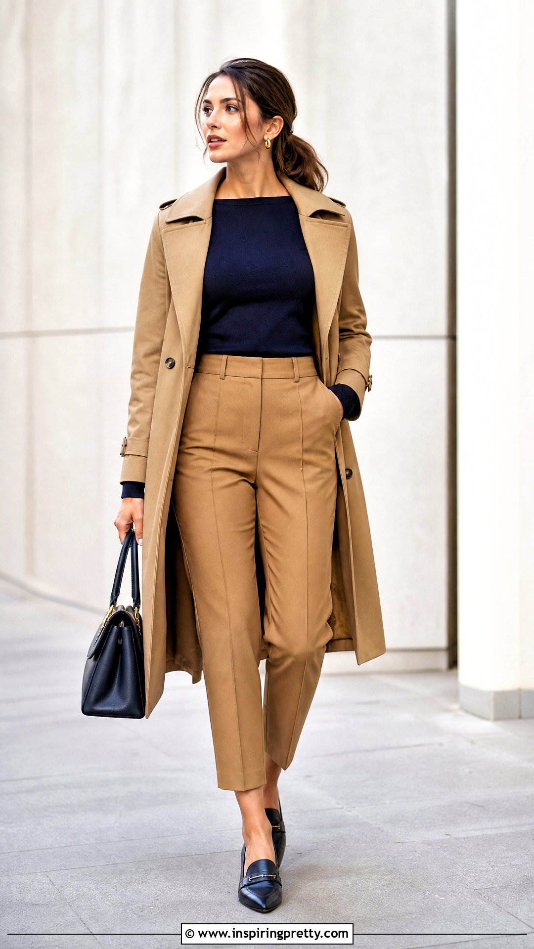 Boat Neck Top With Cropped Trousers - 50 fall tops outfit ideas