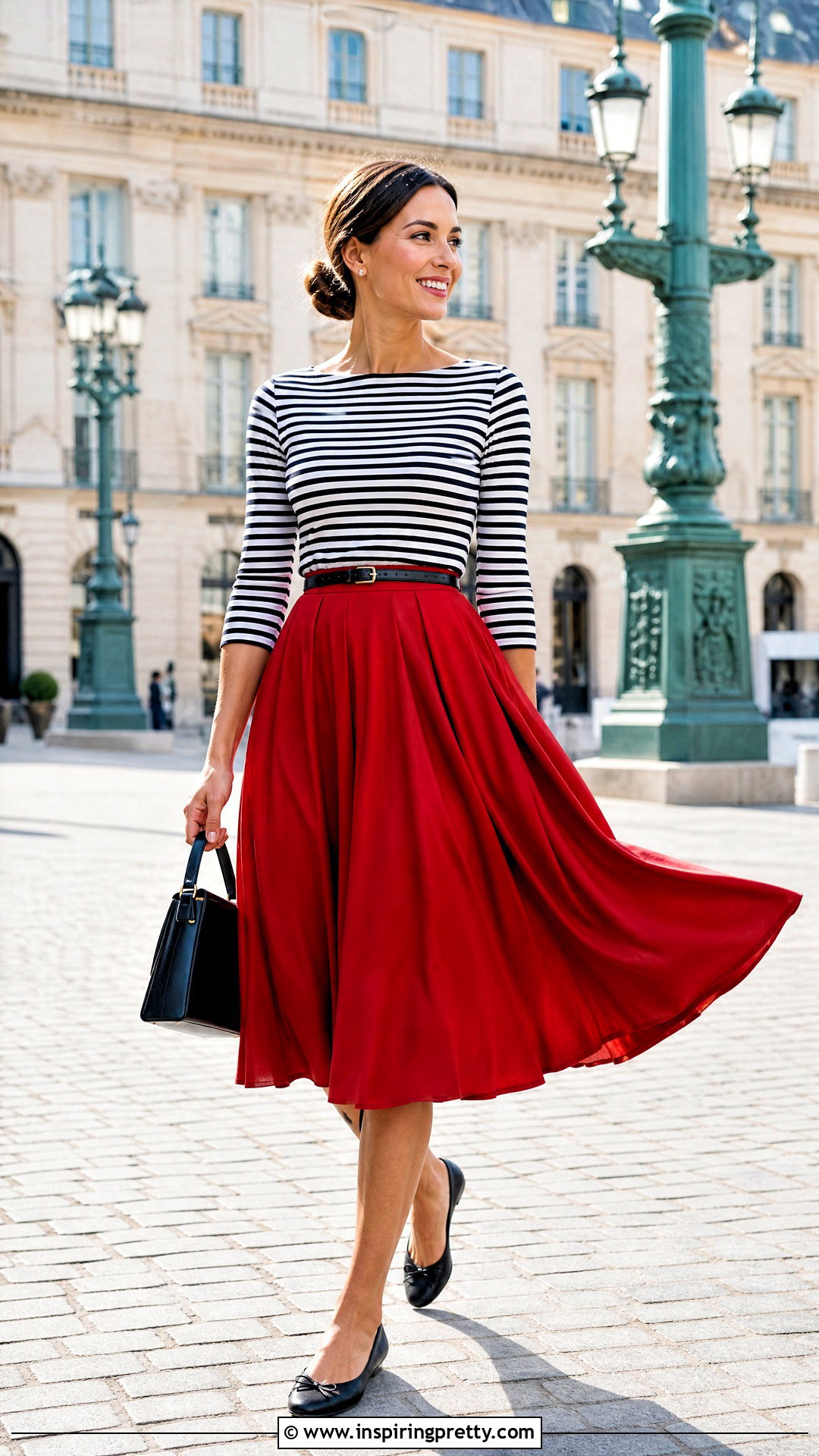 Boat Neck Top With Full Midi Skirt - 50 cute top outfit ideas