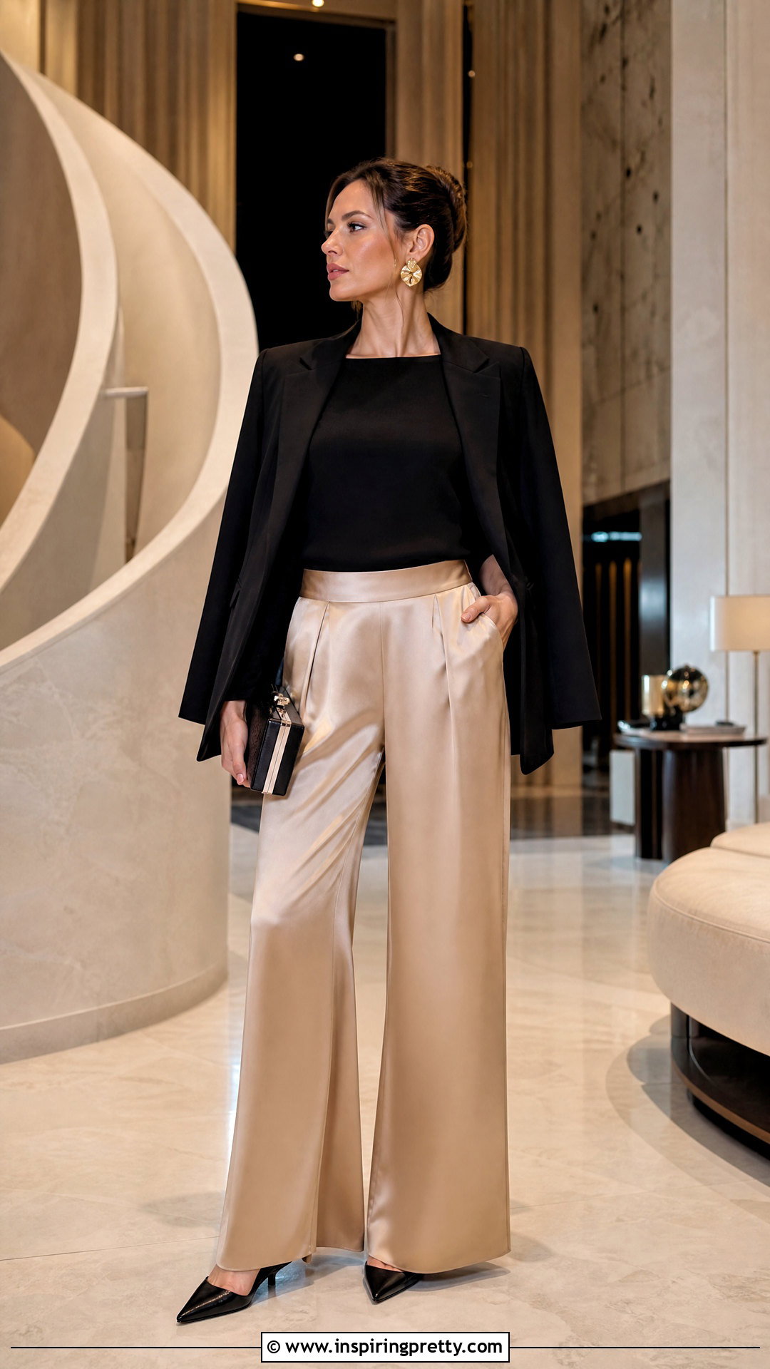 Boat Neck Top With Satin Pants - 50 boat neck tops outfit ideas