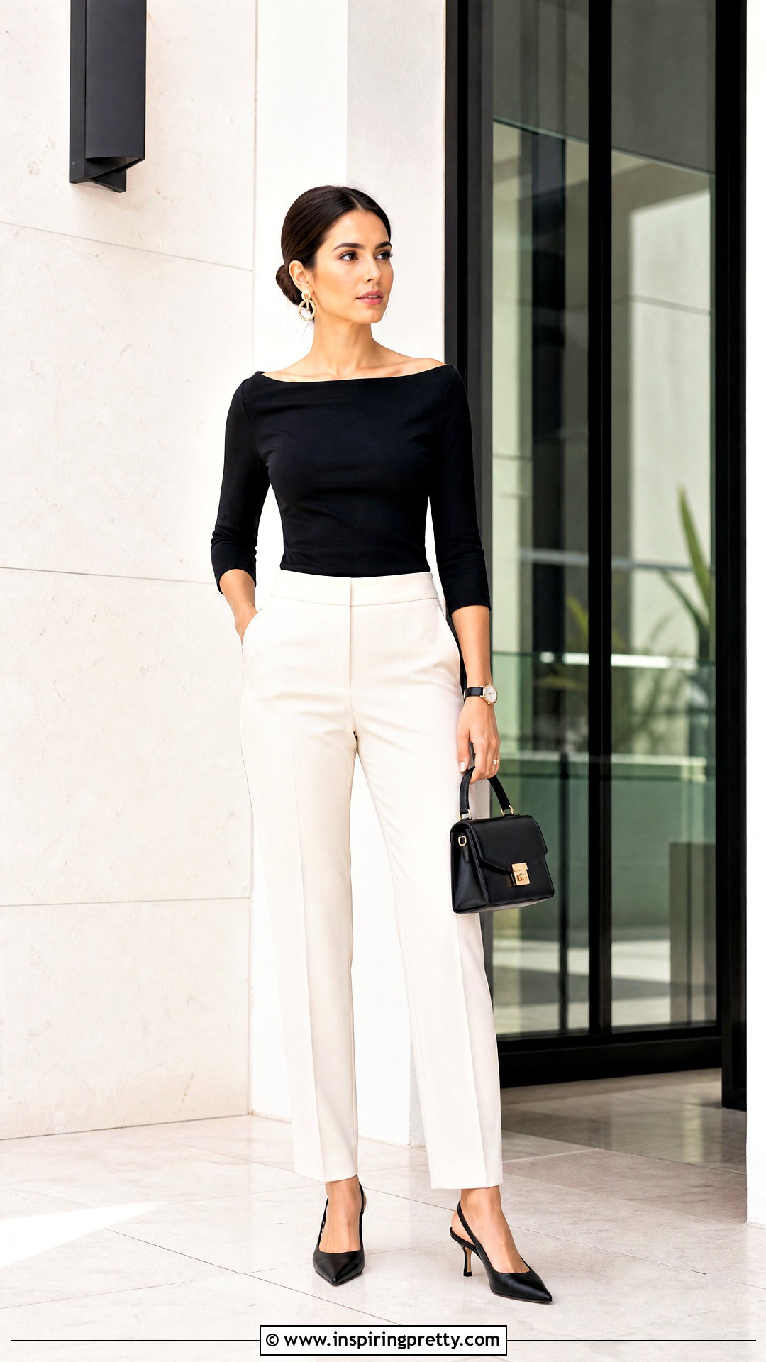 Boat Neck Top With Tailored Trousers - 20 Womens Top Necklines