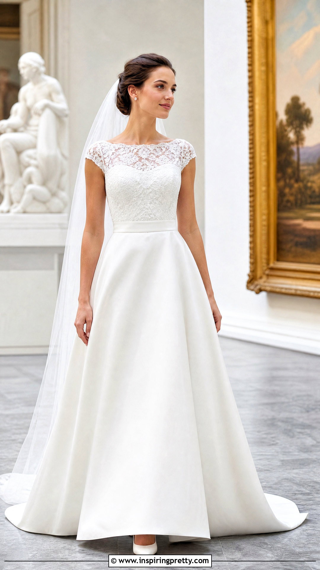 Boat Neck Wedding Dress With Lace Top And Plain Skirt - 25 Wedding Dresses Lace Top Plain Skirts