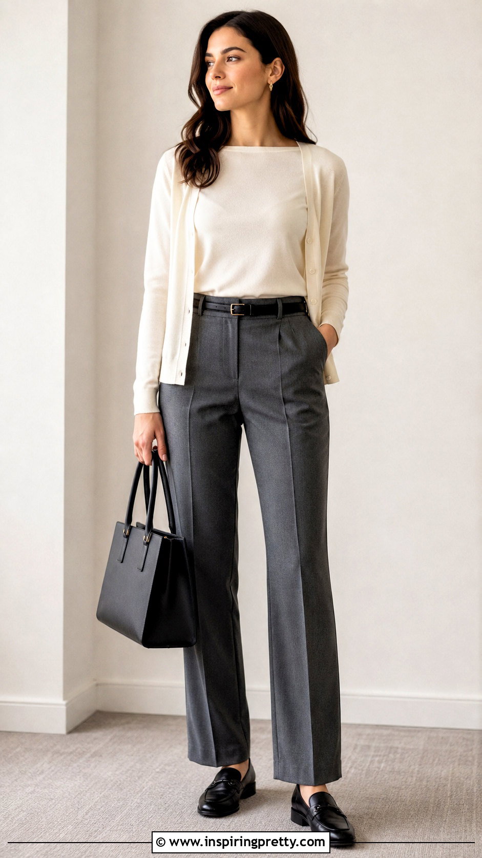 Boatneck Top With Cardigan And Trousers - 50 boatneck top outfit ideas