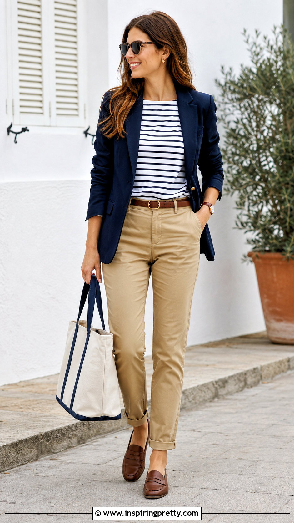 Boatneck Top With Chinos - 50 boatneck top outfit ideas