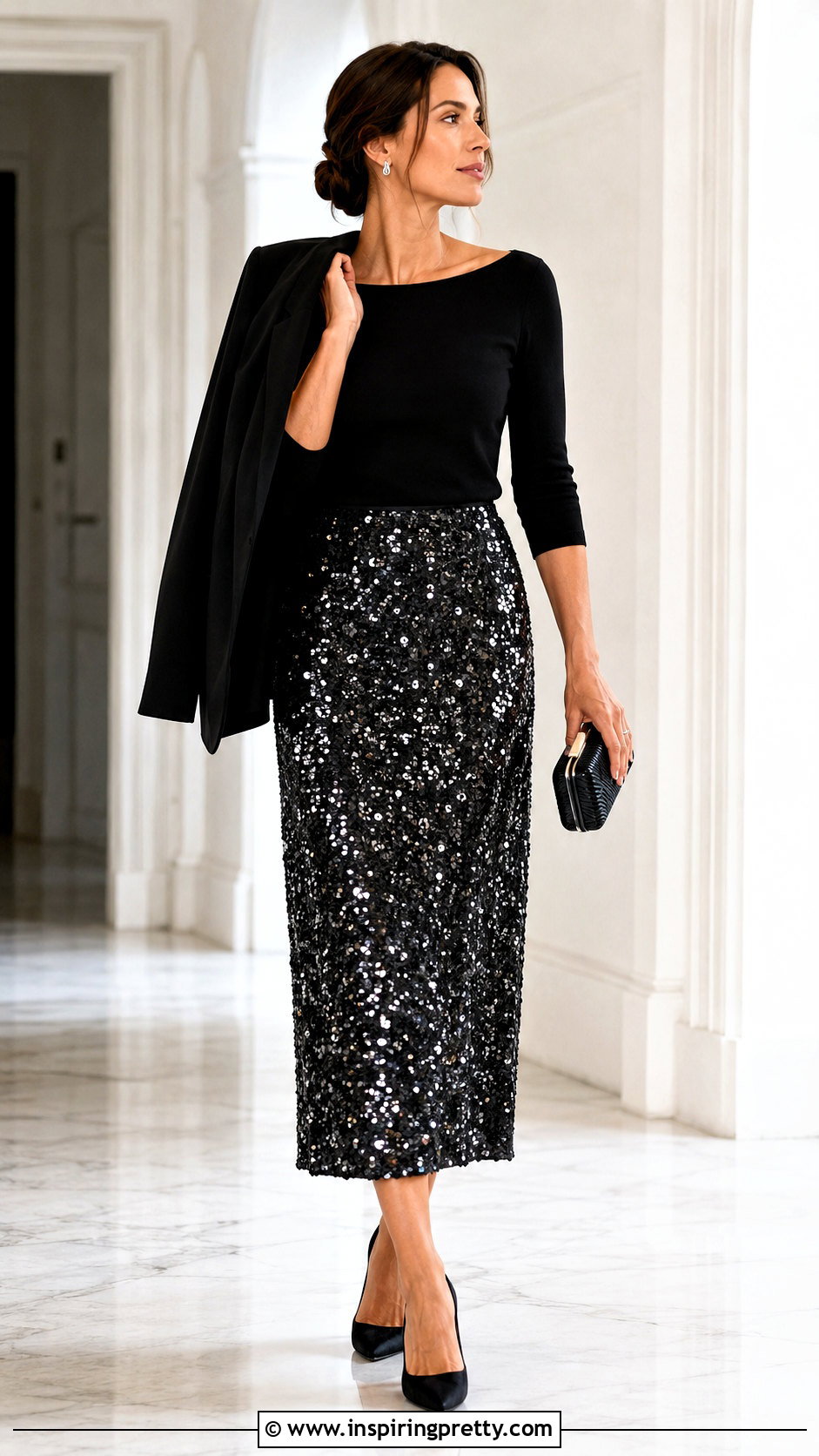 Boatneck Top With Sequin Skirt - 50 boatneck top outfit ideas