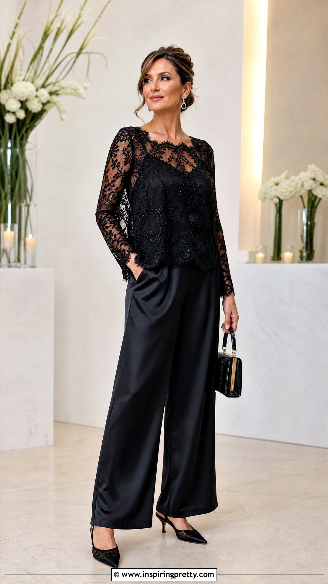 Bob Mackie Lace Top With Satin Pants - 20 bob mackie tops for women