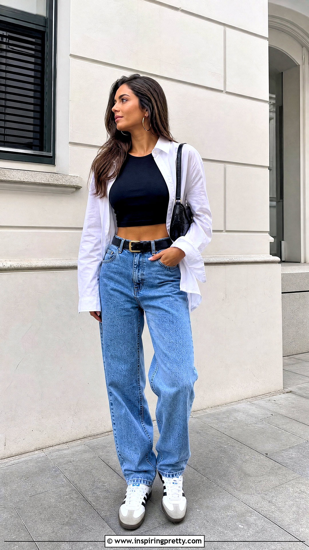 Bodycon Crop Top With High Waisted Jeans - 50 bodycon tops outfit ideas