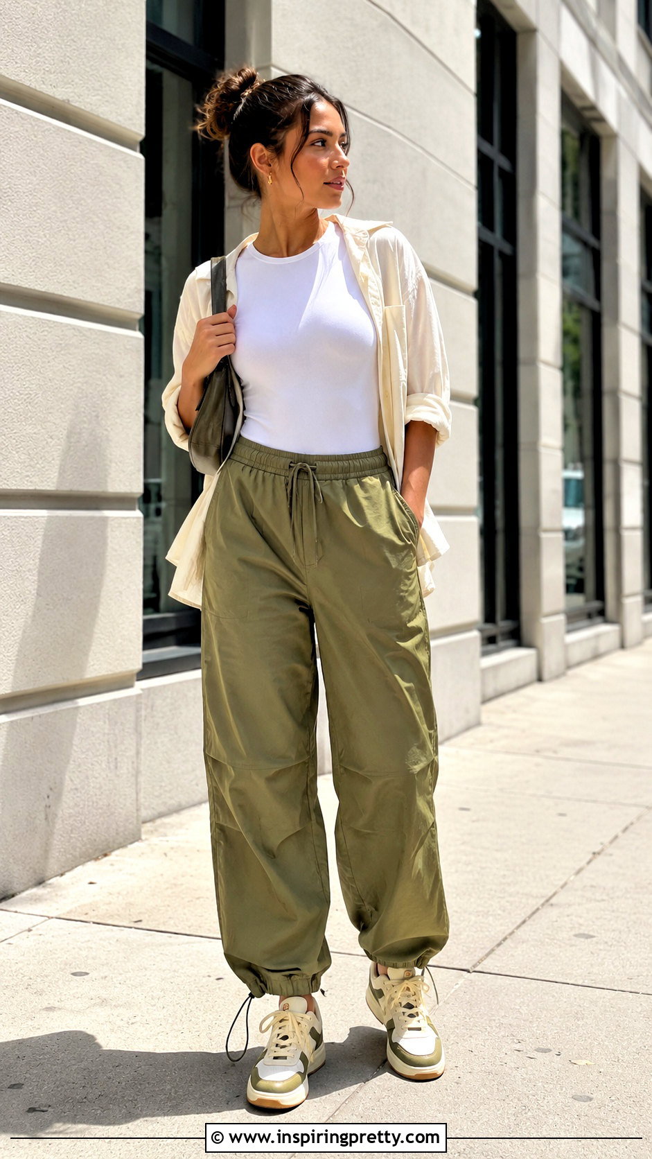 Bodysuit and Parachute Pants Outfit - 50 casual top outfit ideas