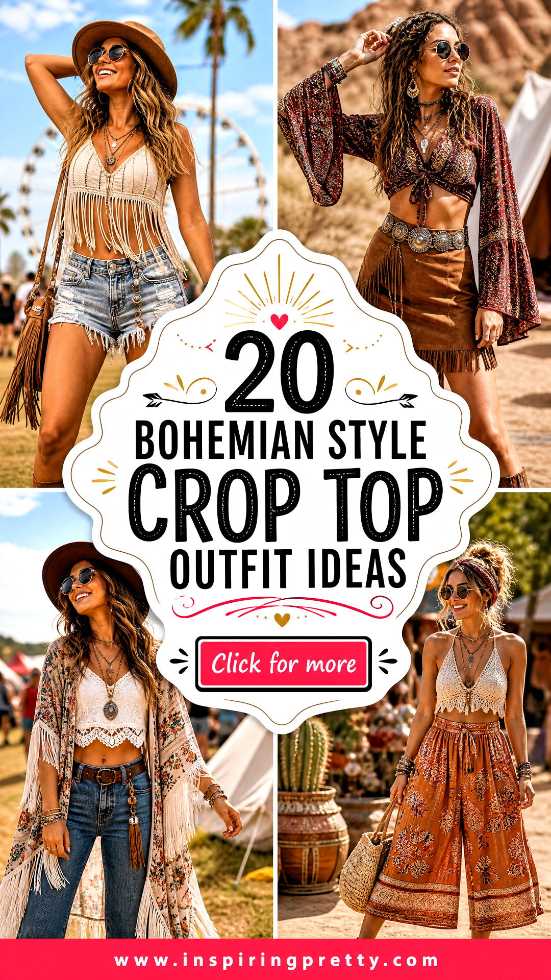 20 Bohemian Style Crop Top Outfit Ideas for Festival Days - 20 Bohemian Style Crop Top Outfit Ideas for Festival Days