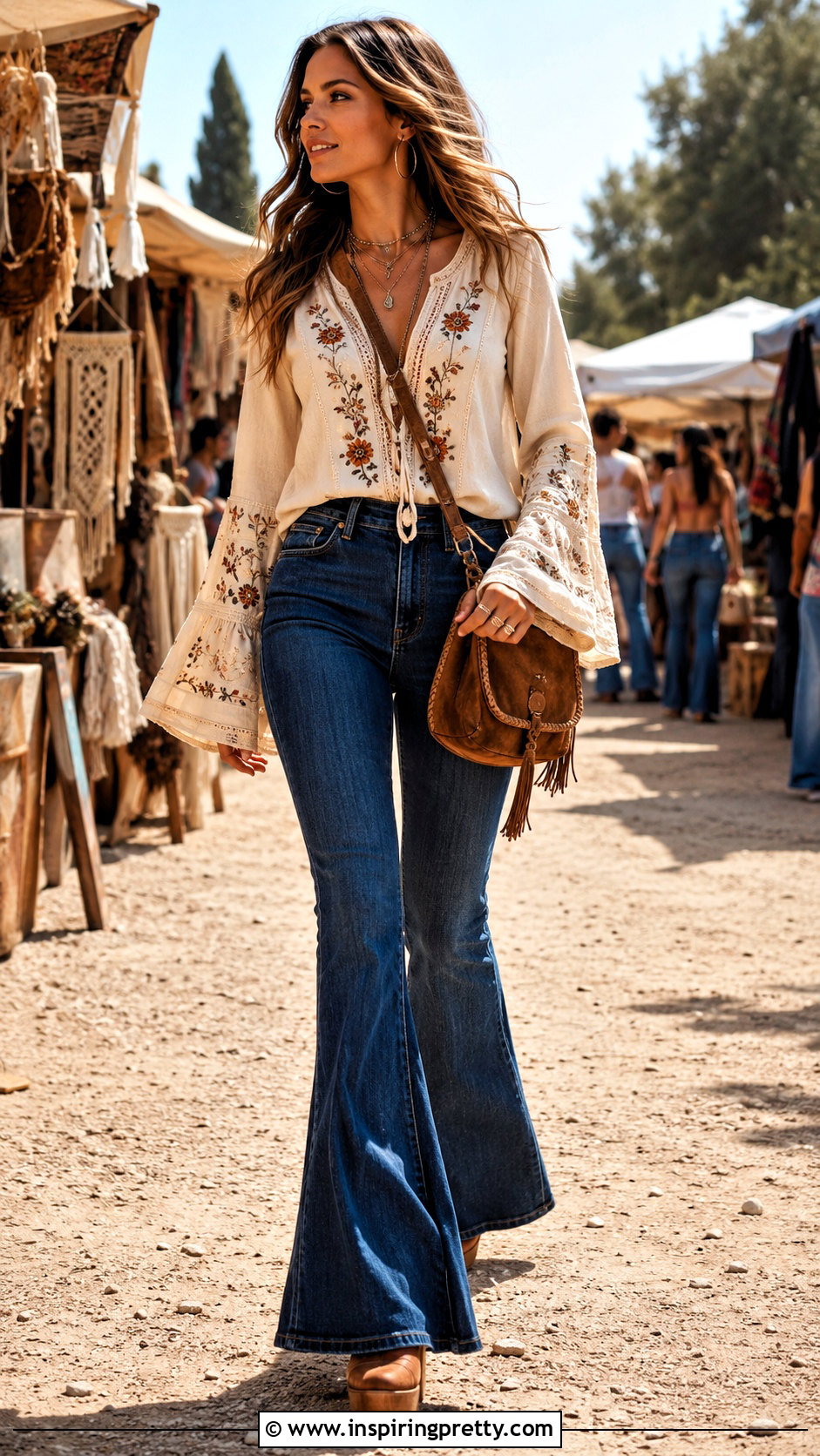 Boho Flare Top With Flare Jeans - 50 flare top outfit ideas