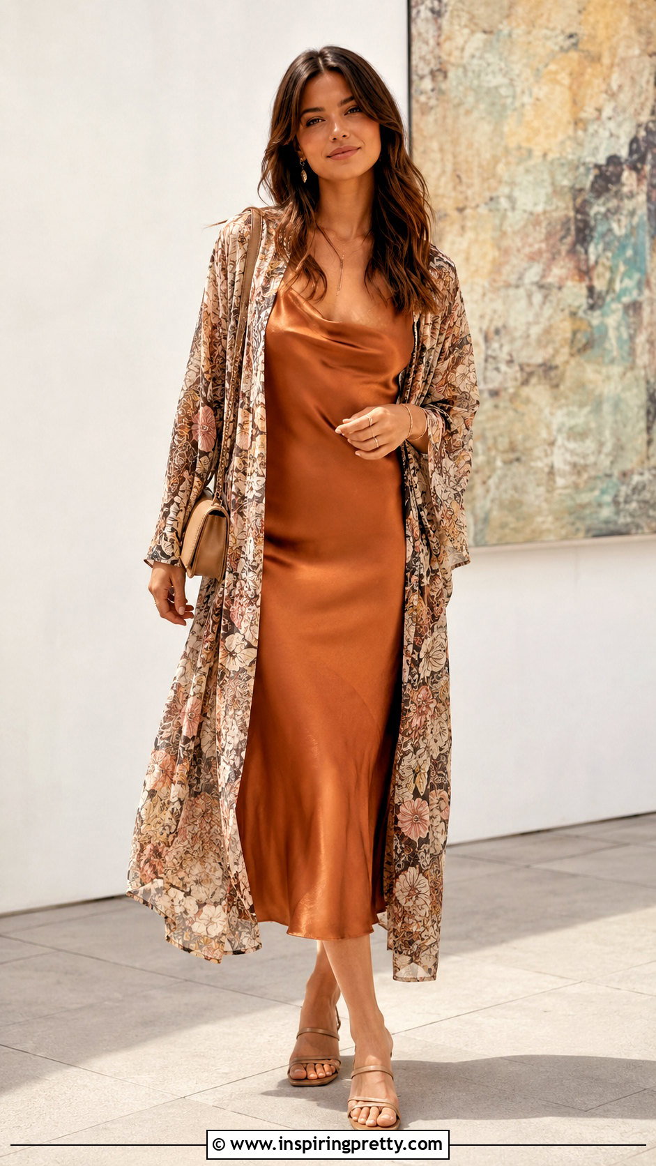 Boho Kimono Top With Slip Dress - 20 boho kimono top outfit ideas