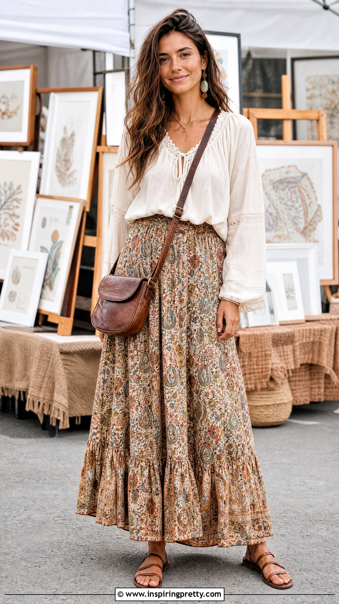 Boho Long Skirt And Peasant Top Outfit - 50 long skirt and top casual outfits