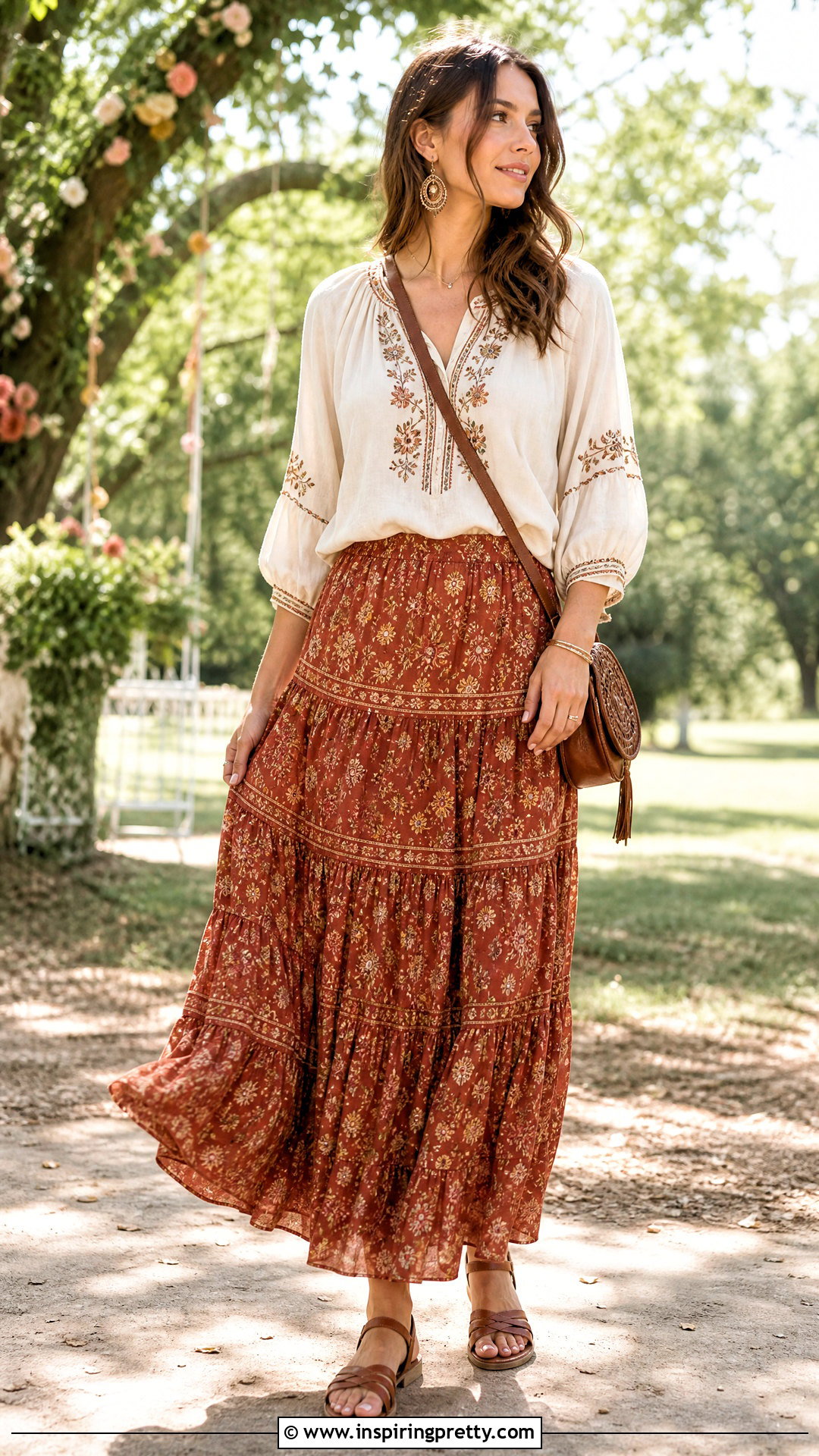 Boho Maxi Skirt And Peasant Blouse - 50 skirt and top ideas