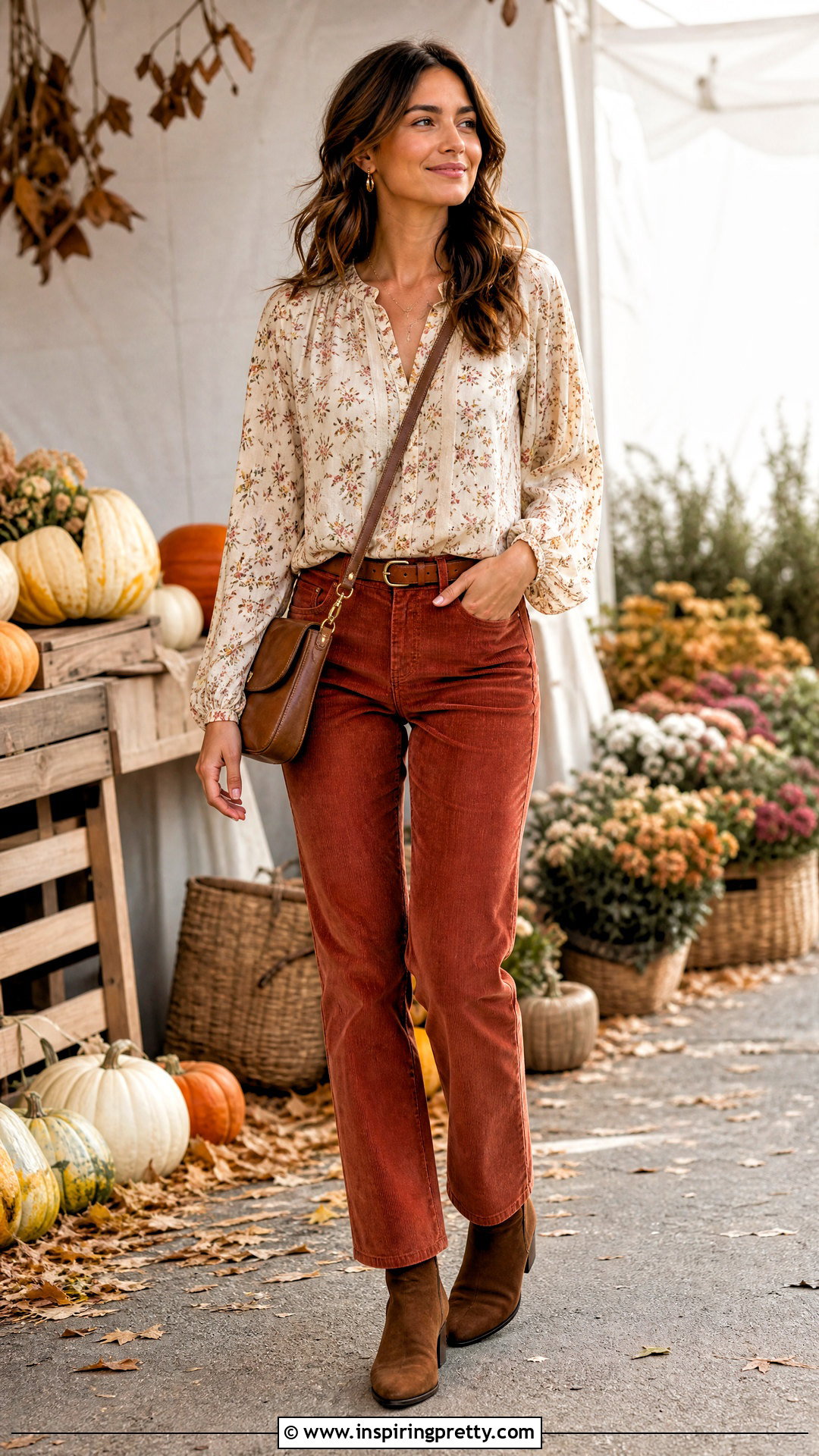 Boho Top With Corduroy Pants - 50 boho tops outfit ideas