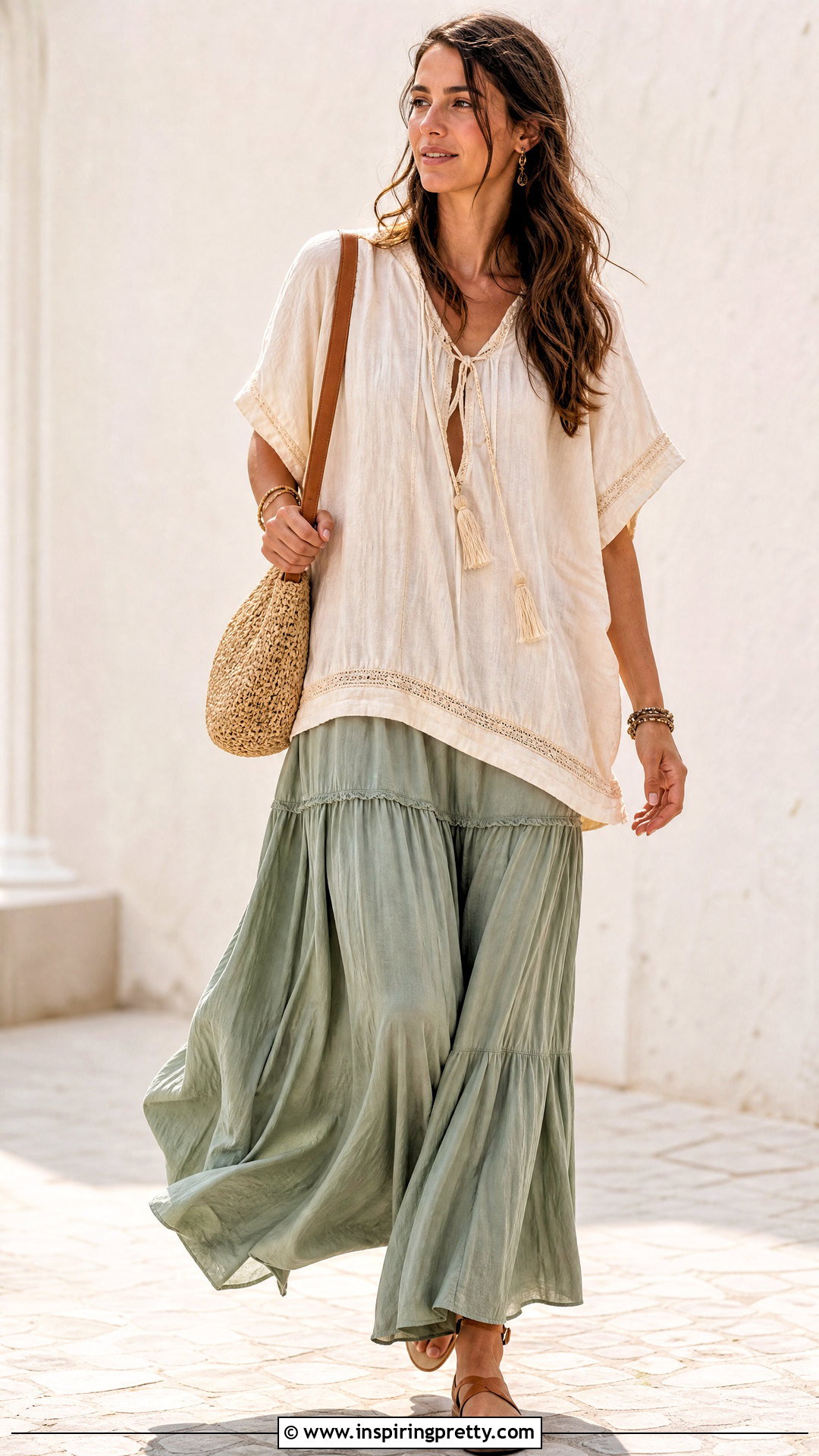 Boho Tunic Top With A Maxi Skirt - 20 Chic Tunic Tops outfit ideas