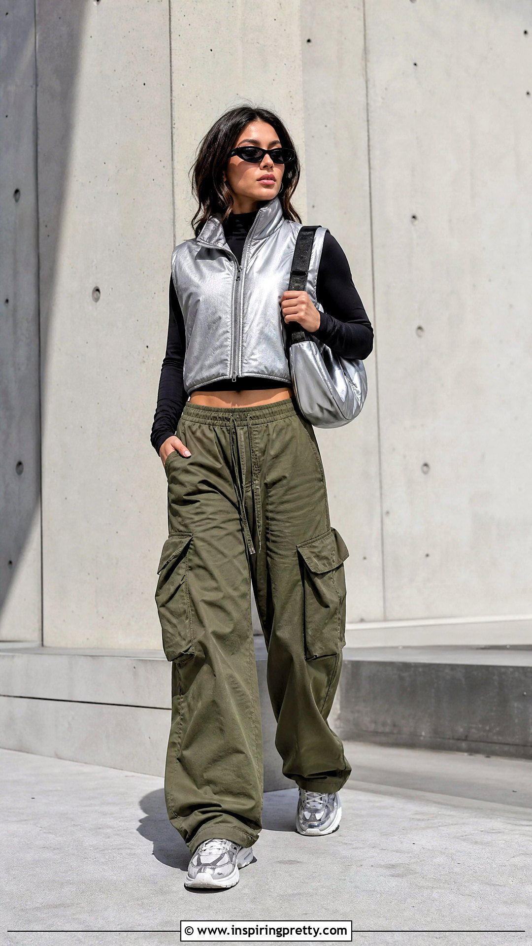Bomber Vest And Fitted Top Streetwear Outfit - 50 streetwear tops outfit ideas
