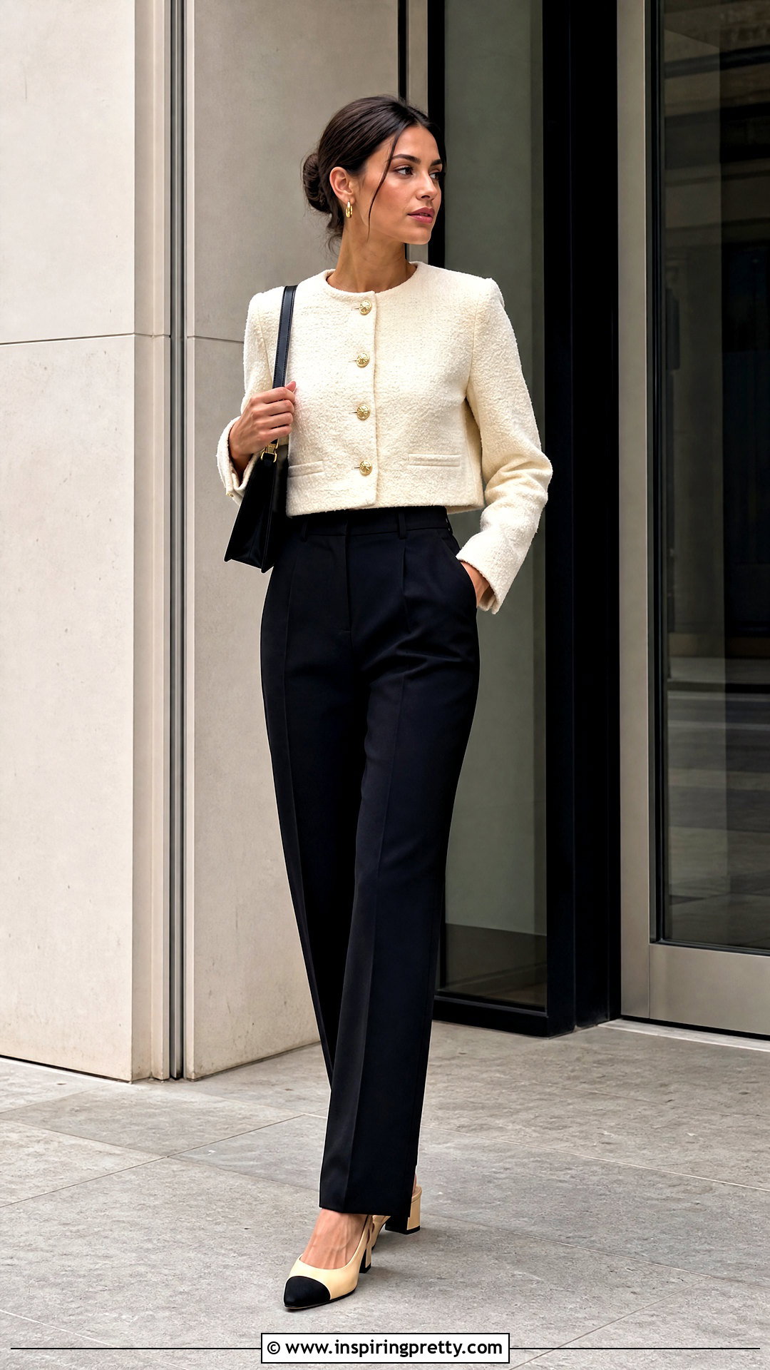 Boucle Top And Wool Blend Trousers Outfit - 20 top and trousers outfit materials