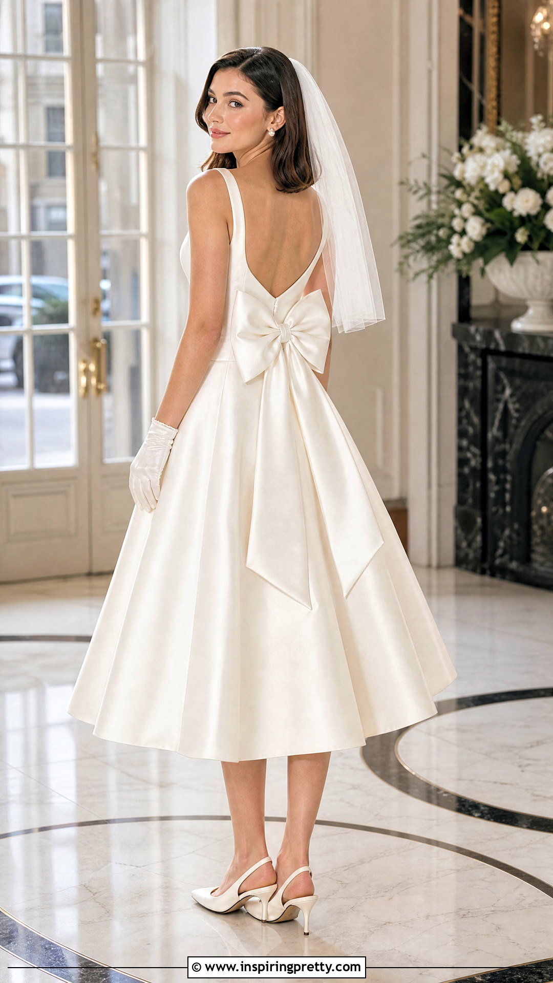 Bow Back Bridal Top With Tea Length Skirt - 20 bridal top separates