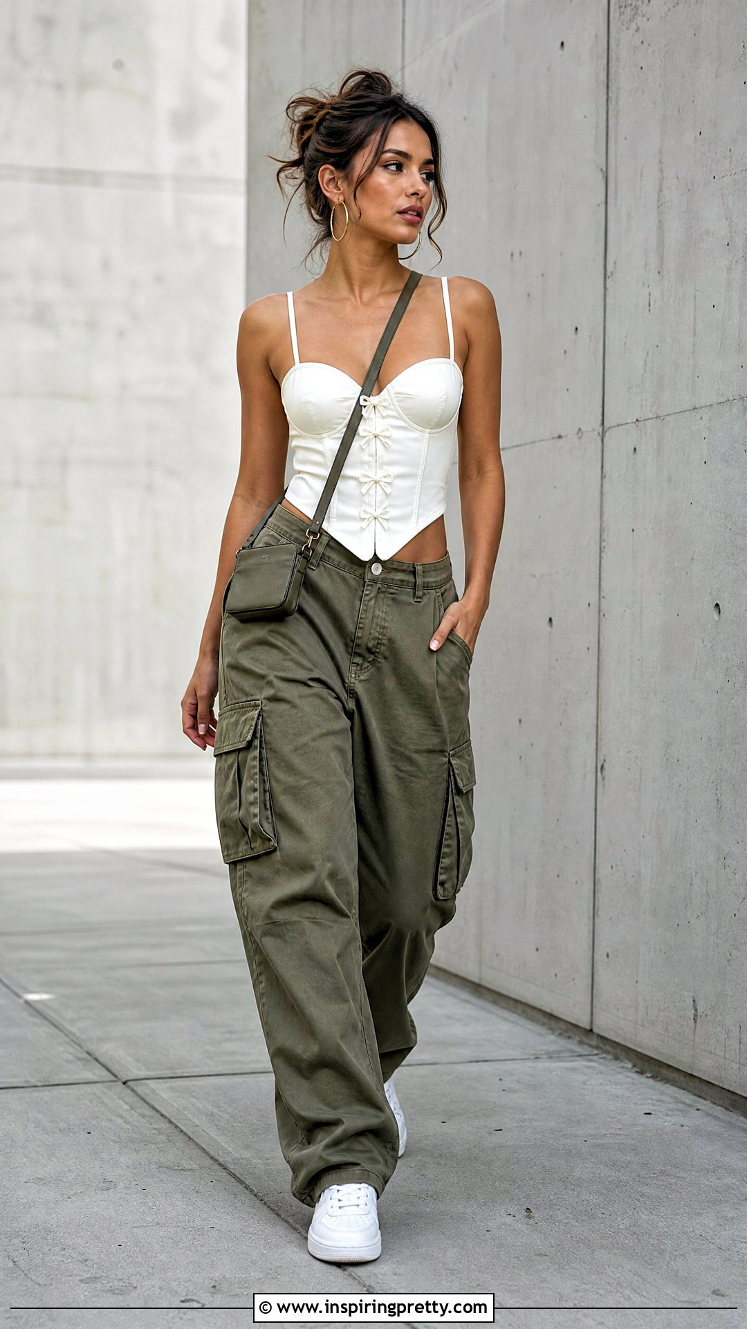 Bow Corset Top With Cargo Pants - 25 corset top with bows