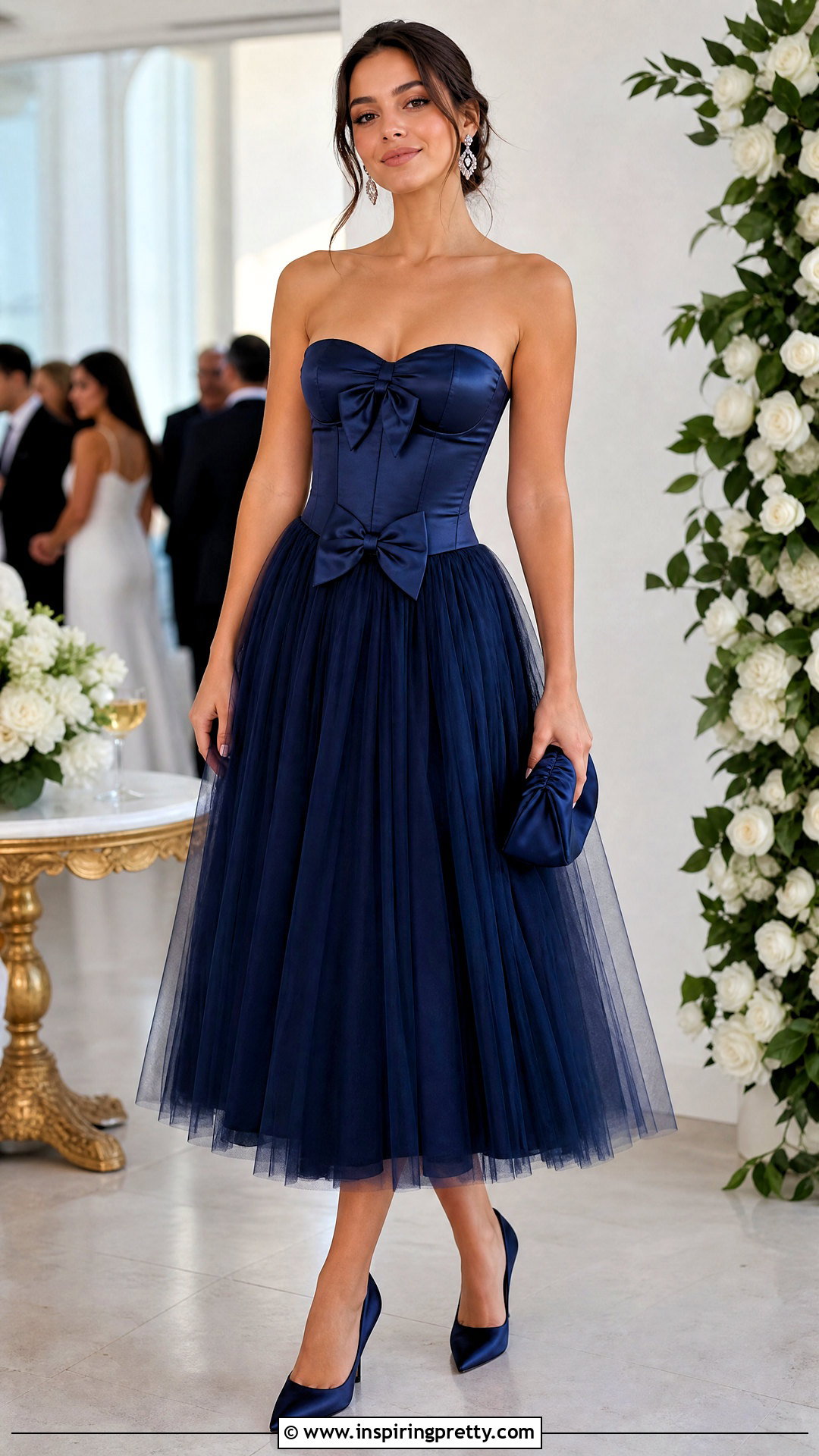Bow Corset Top With Tulle Midi Skirt - 25 corset top with bows