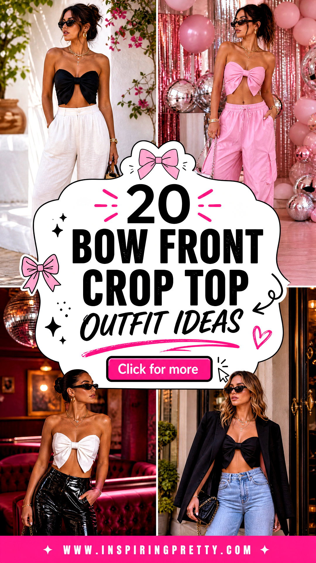 20 Bow Front Crop Top Outfit Ideas for Sweet Party Looks - 20 Bow Front Crop Top Outfit Ideas for Sweet Party Looks
