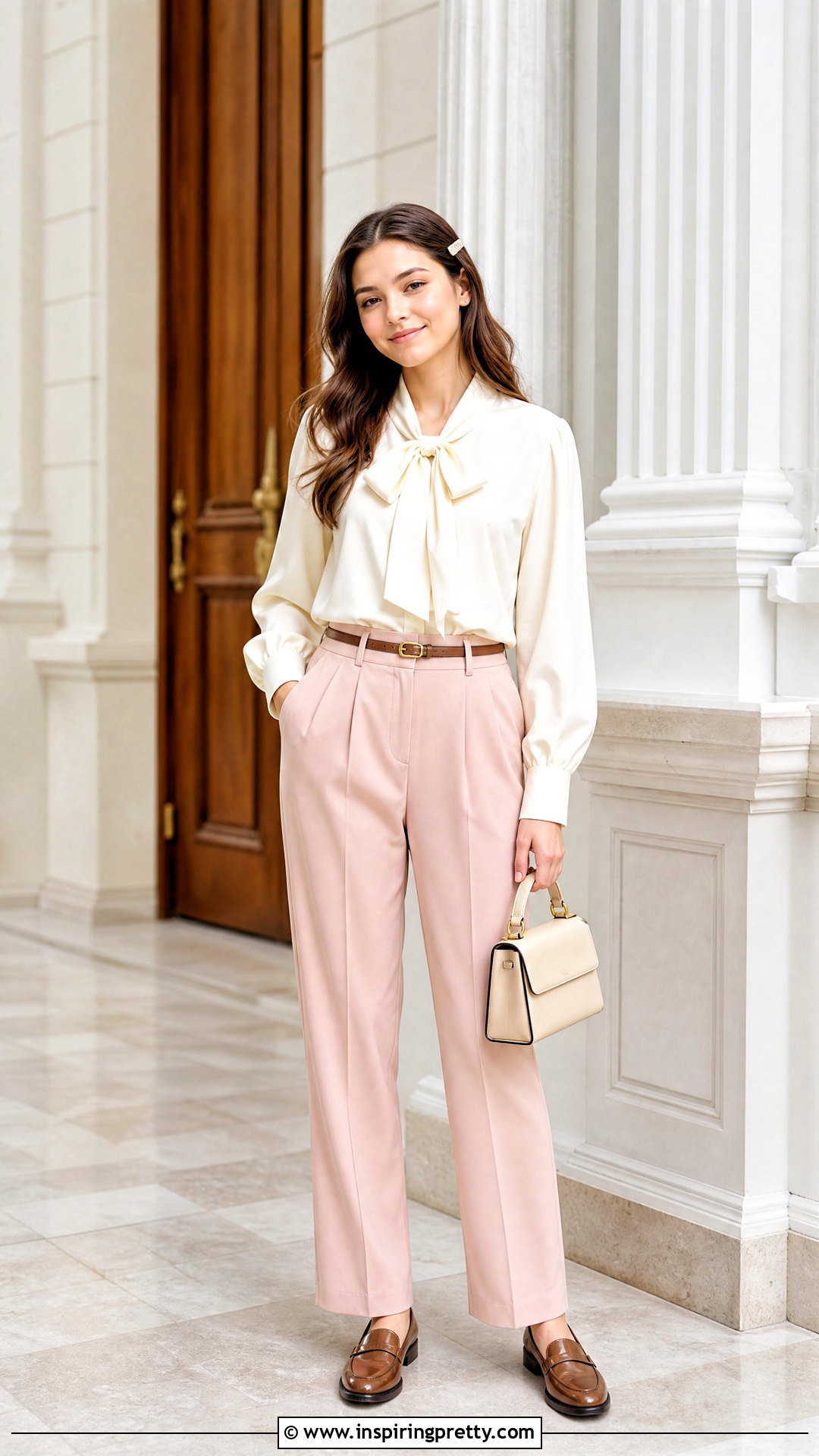 Bow Front Top With Pleated Trousers - 50 girls top designs