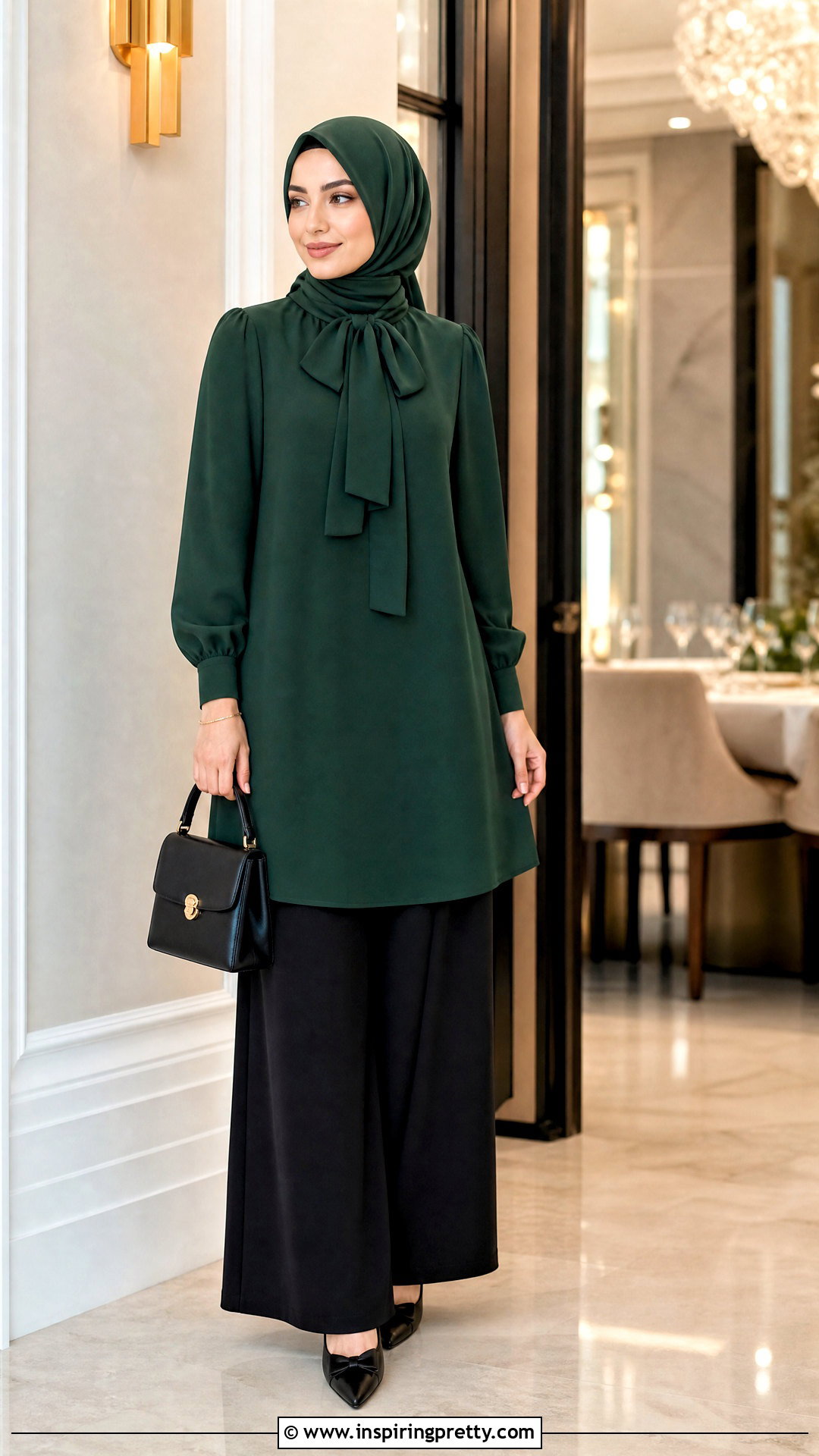 Bow Neck Long Top With Palazzo Pants - 50 long tops designs for muslims