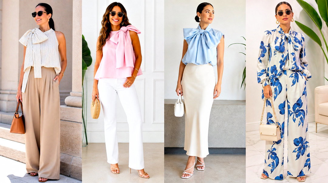 20 Bow Top Blouse Outfits for Polished Feminine Style Looks