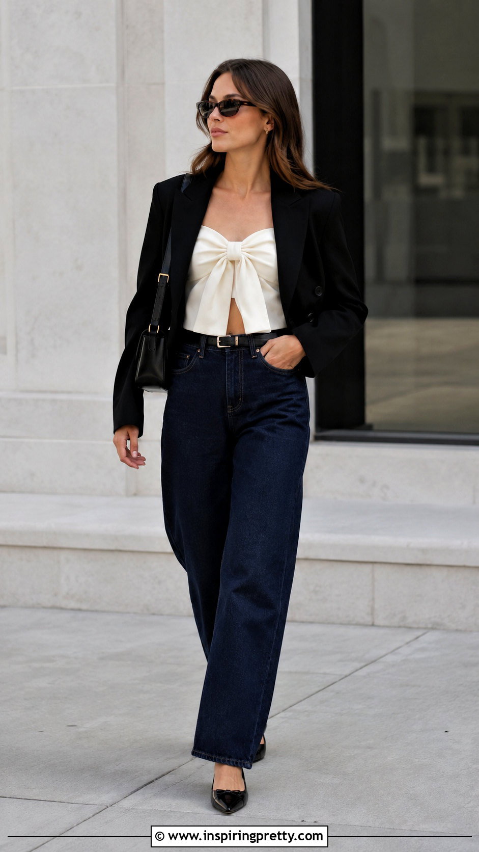 Bow Top With Barrel Leg Jeans - 50 bow top outfit ideas